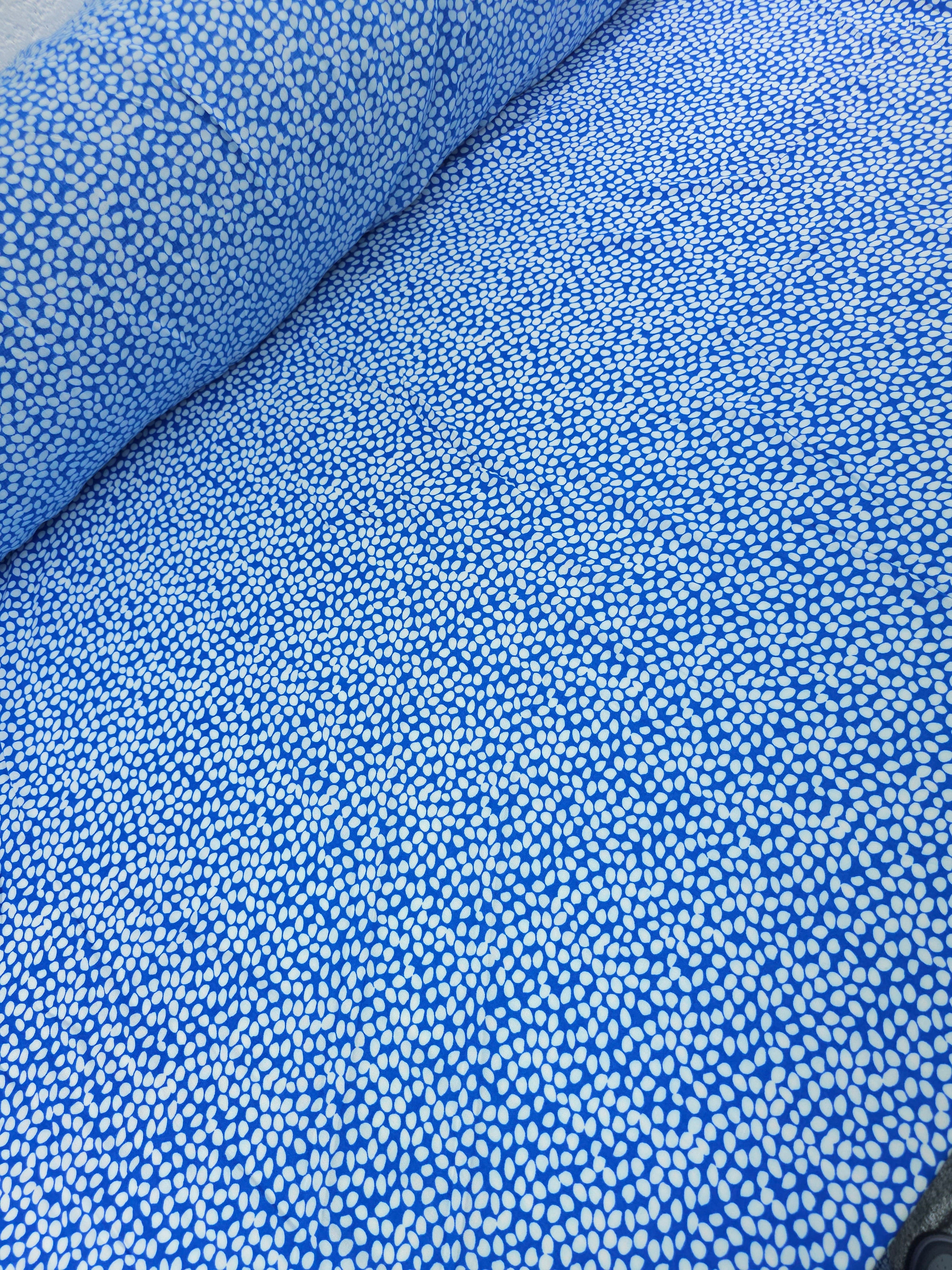 Cobalt Blue/White Pebble Viscose Challis