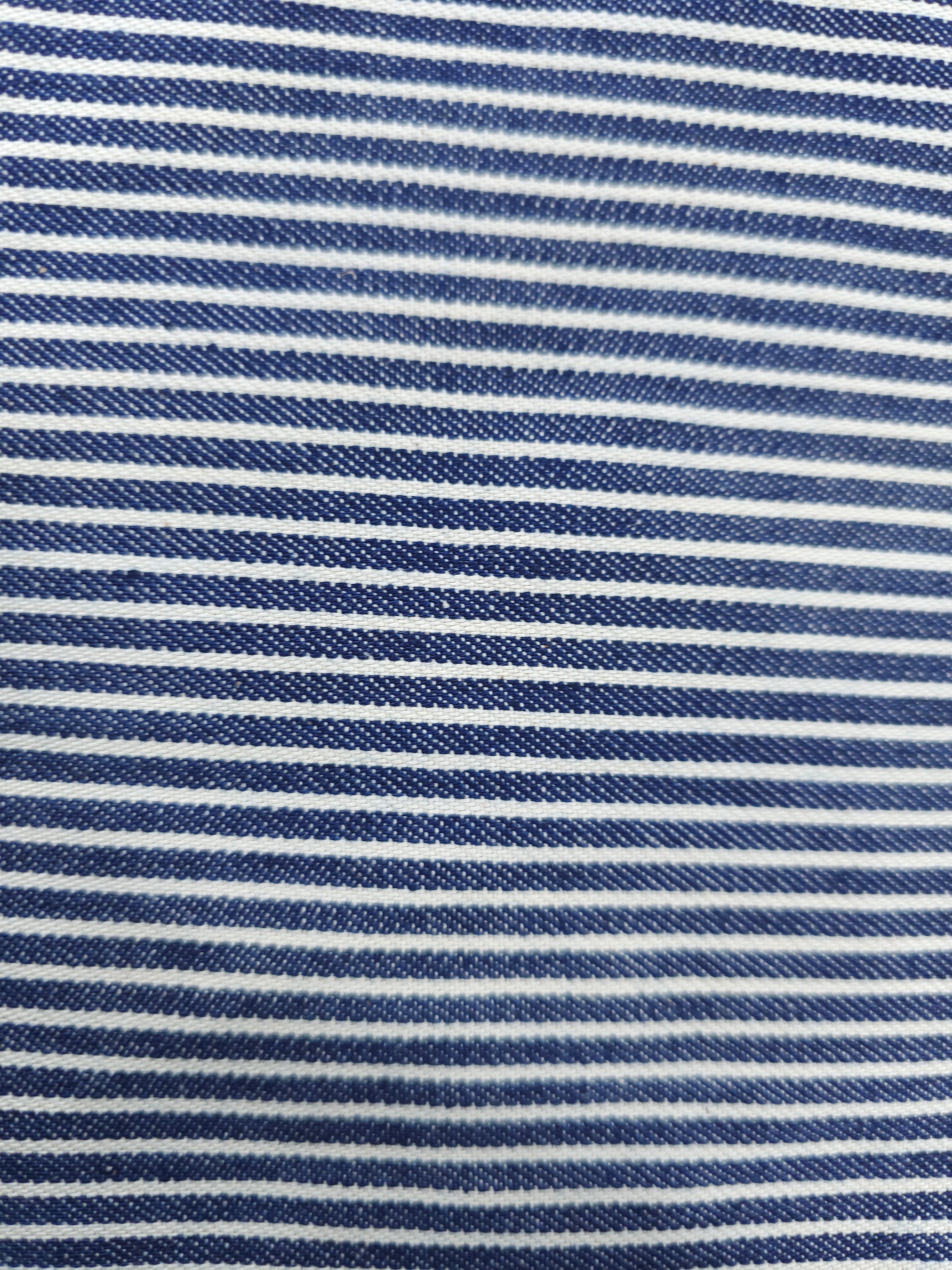Blue/White Striped Cotton Twill (Defect) - 1m Piece