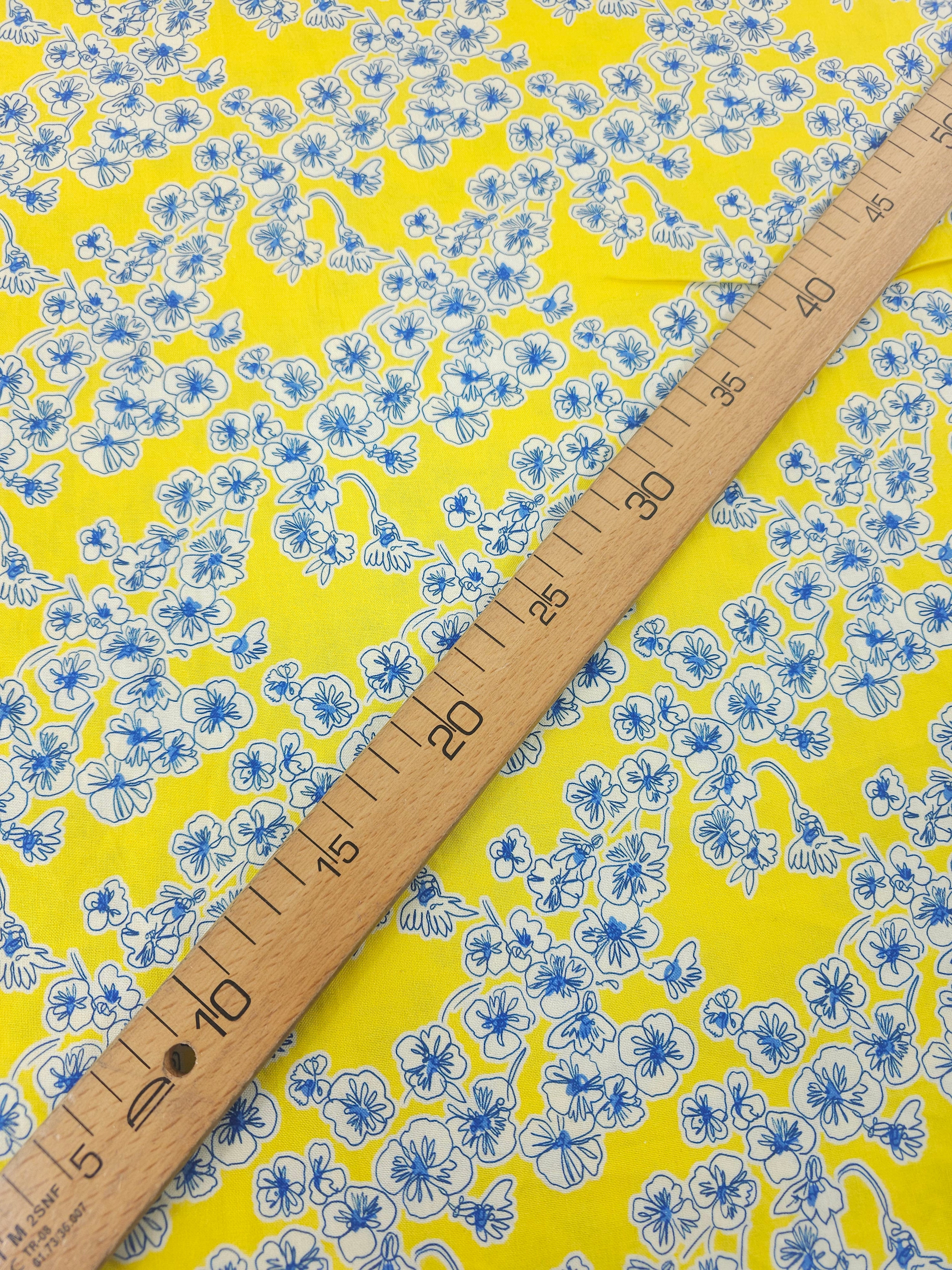 Yellow/Blue Floral Cluster 100% Cotton - Kitty McCall x Free Spirit