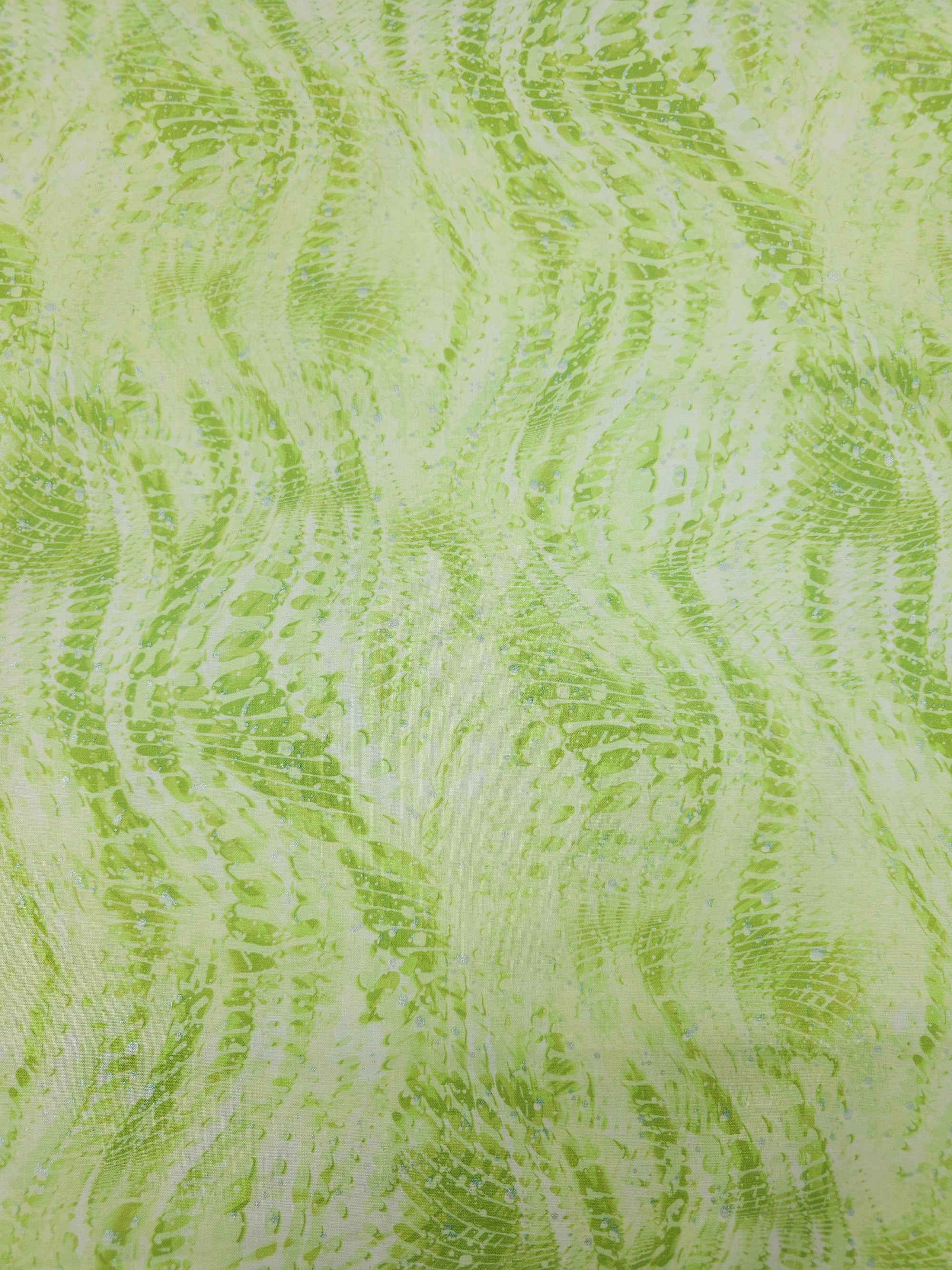 Lime/Silver Speckle Snakeskin Wonder 100% Cotton - Benartex