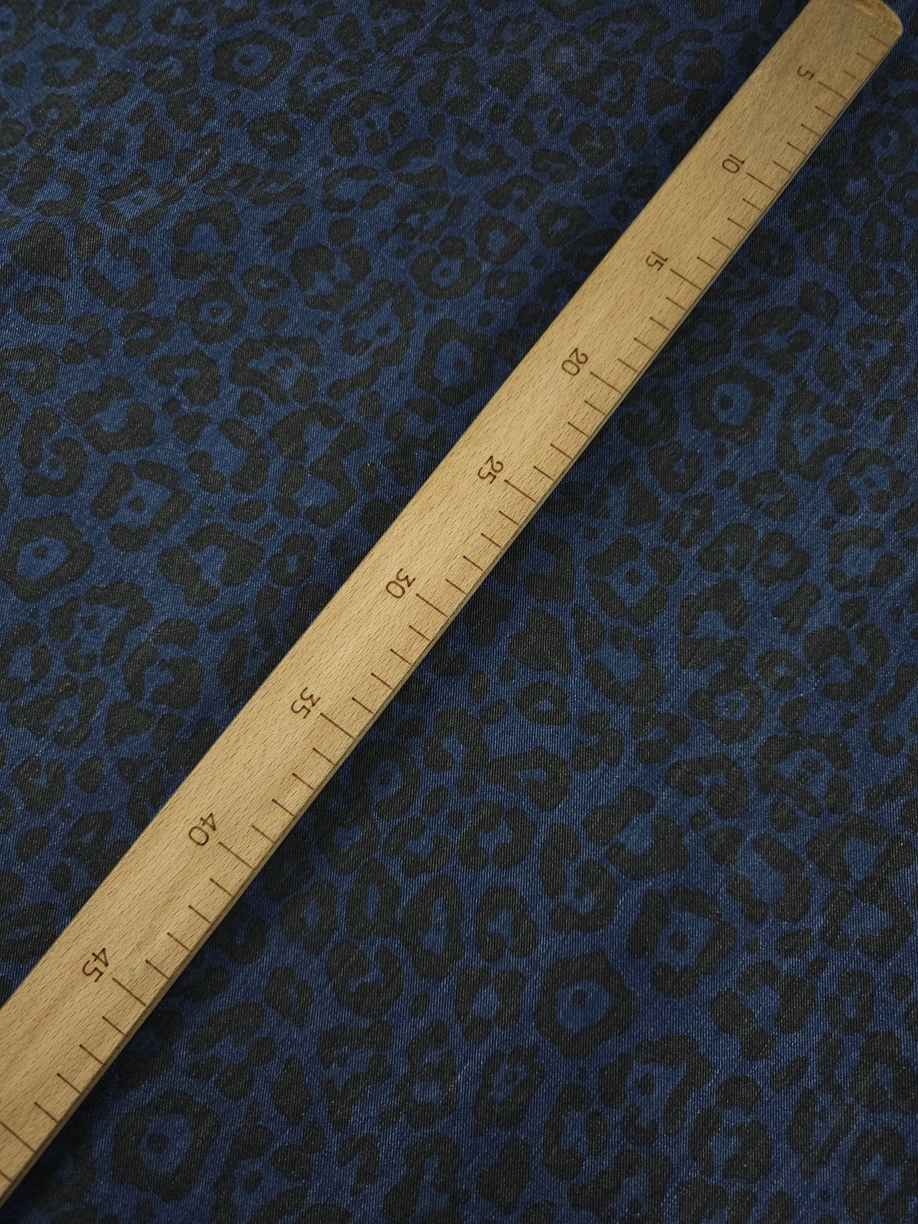 Blue Washed Leopard Dressmaking Denim