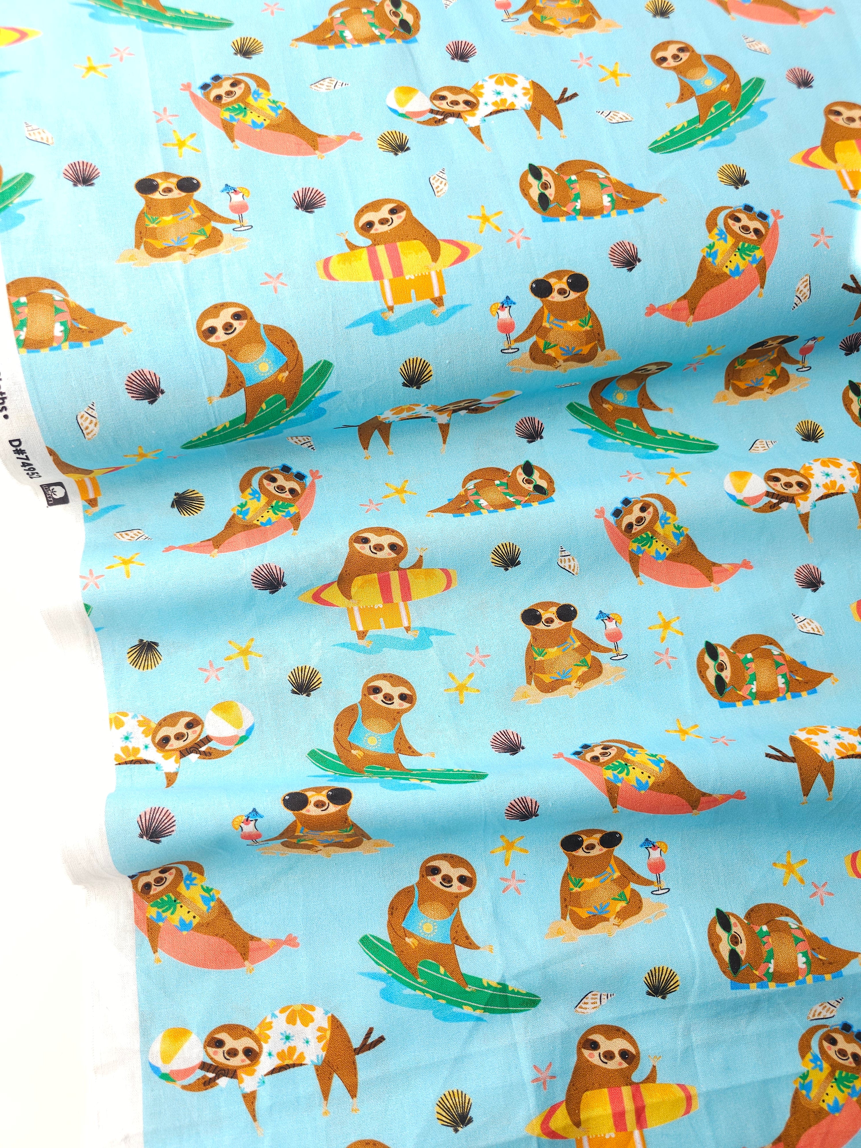 Sloth On Vacation 100% Cotton