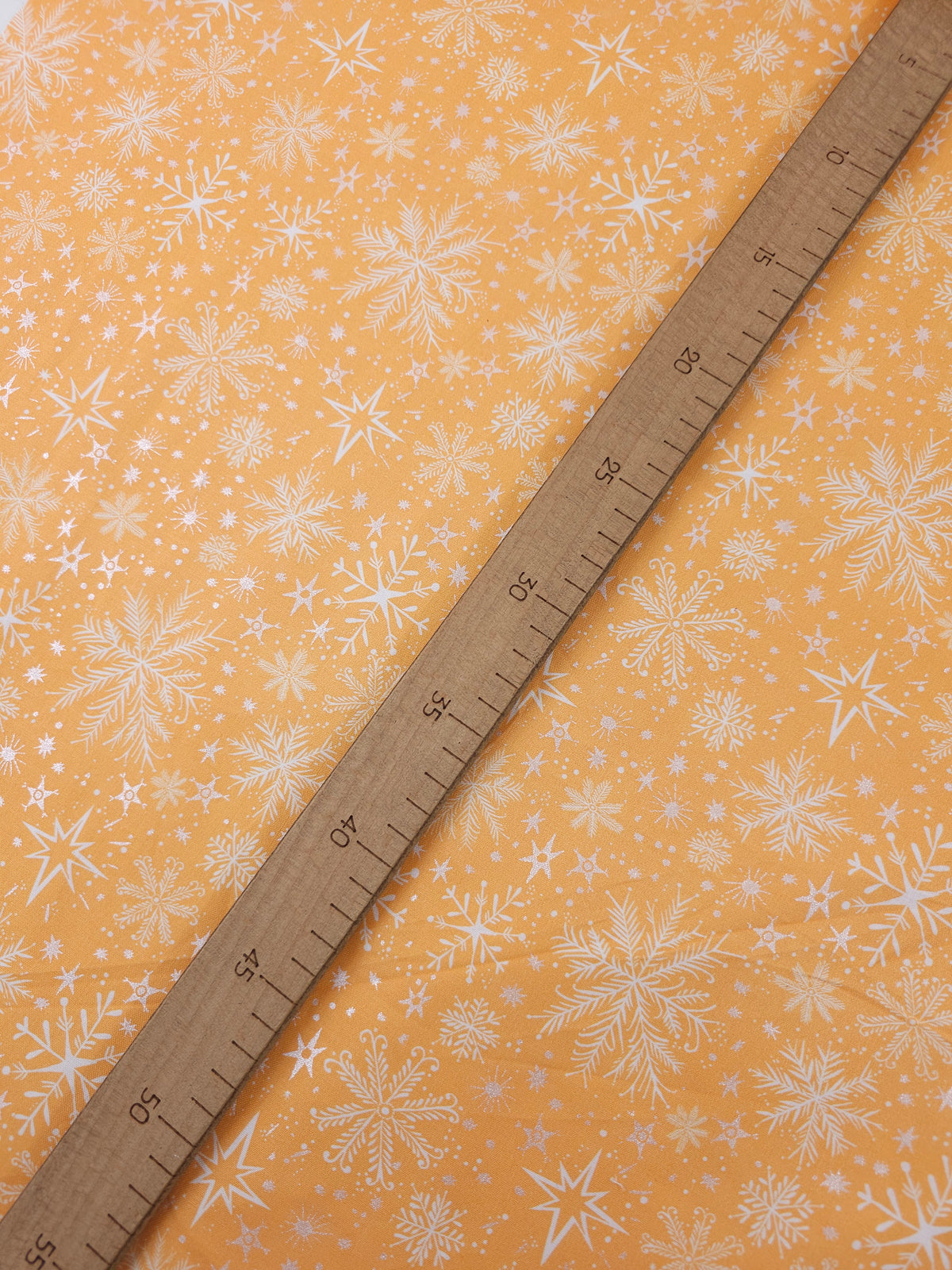 Orange/Silver Shimmer Snowflake 100% Cotton
