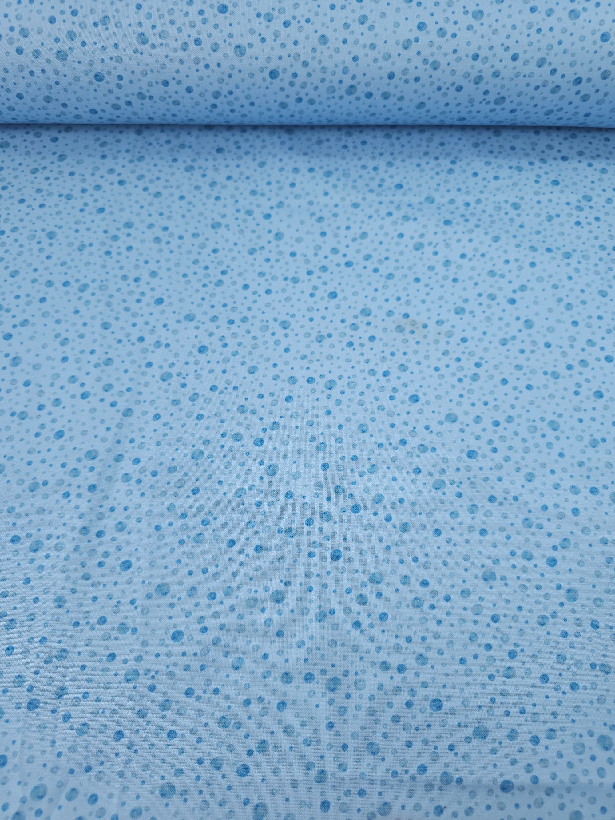 Baby Blue Irregular Speckle Spot 100% Cotton