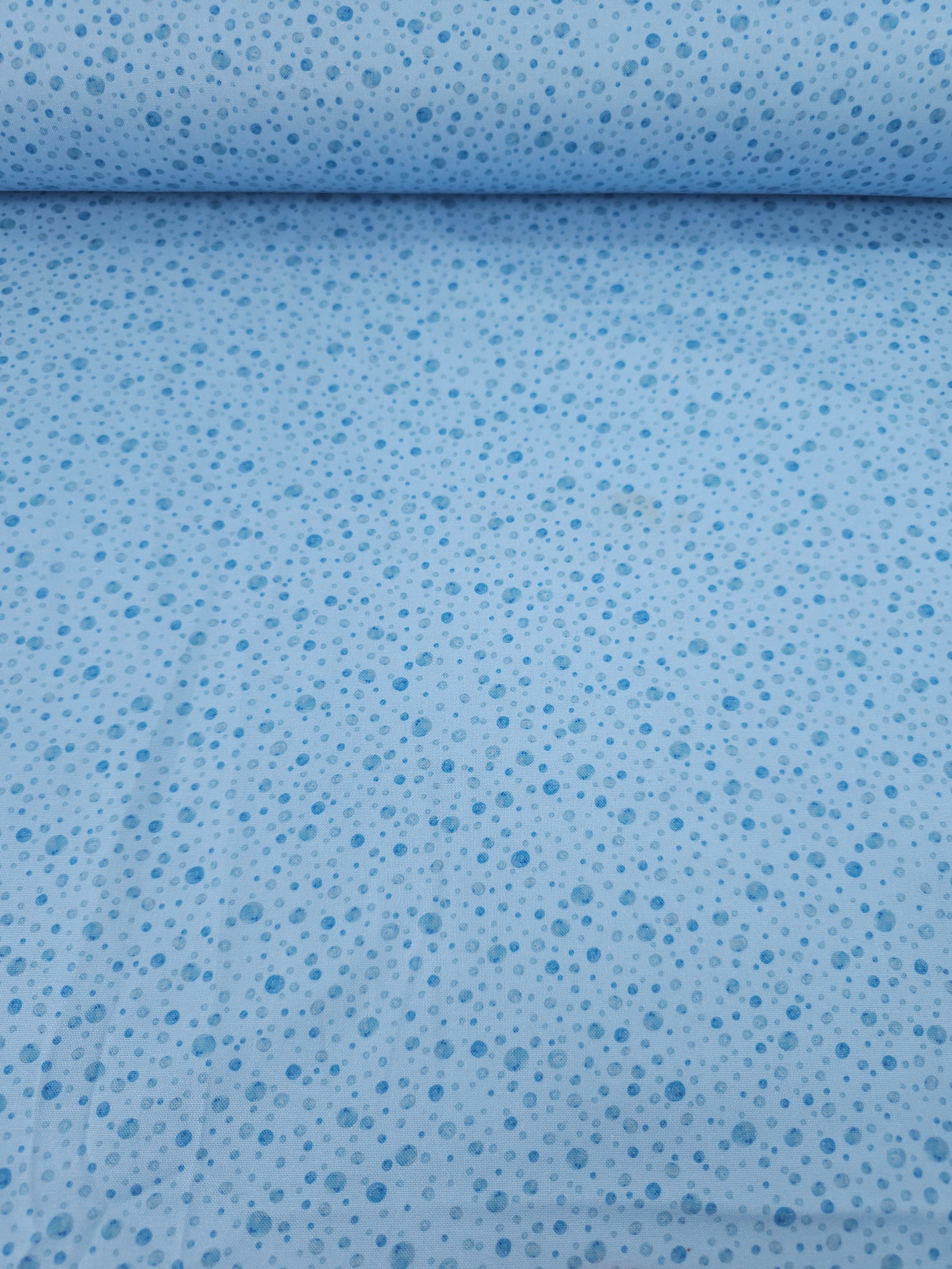 Baby Blue Irregular Speckle Spot 100% Cotton