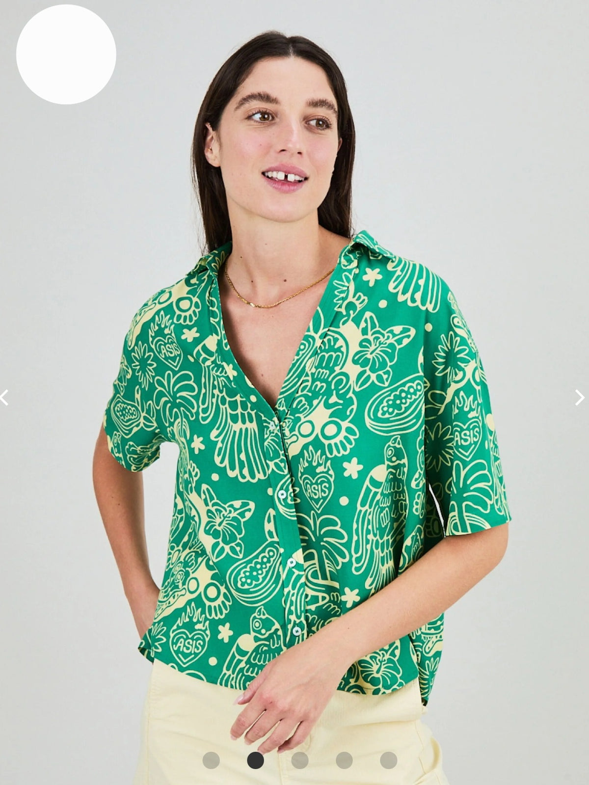 Green/Creamy Yellow Crocodylus Viscose Challis - Brava