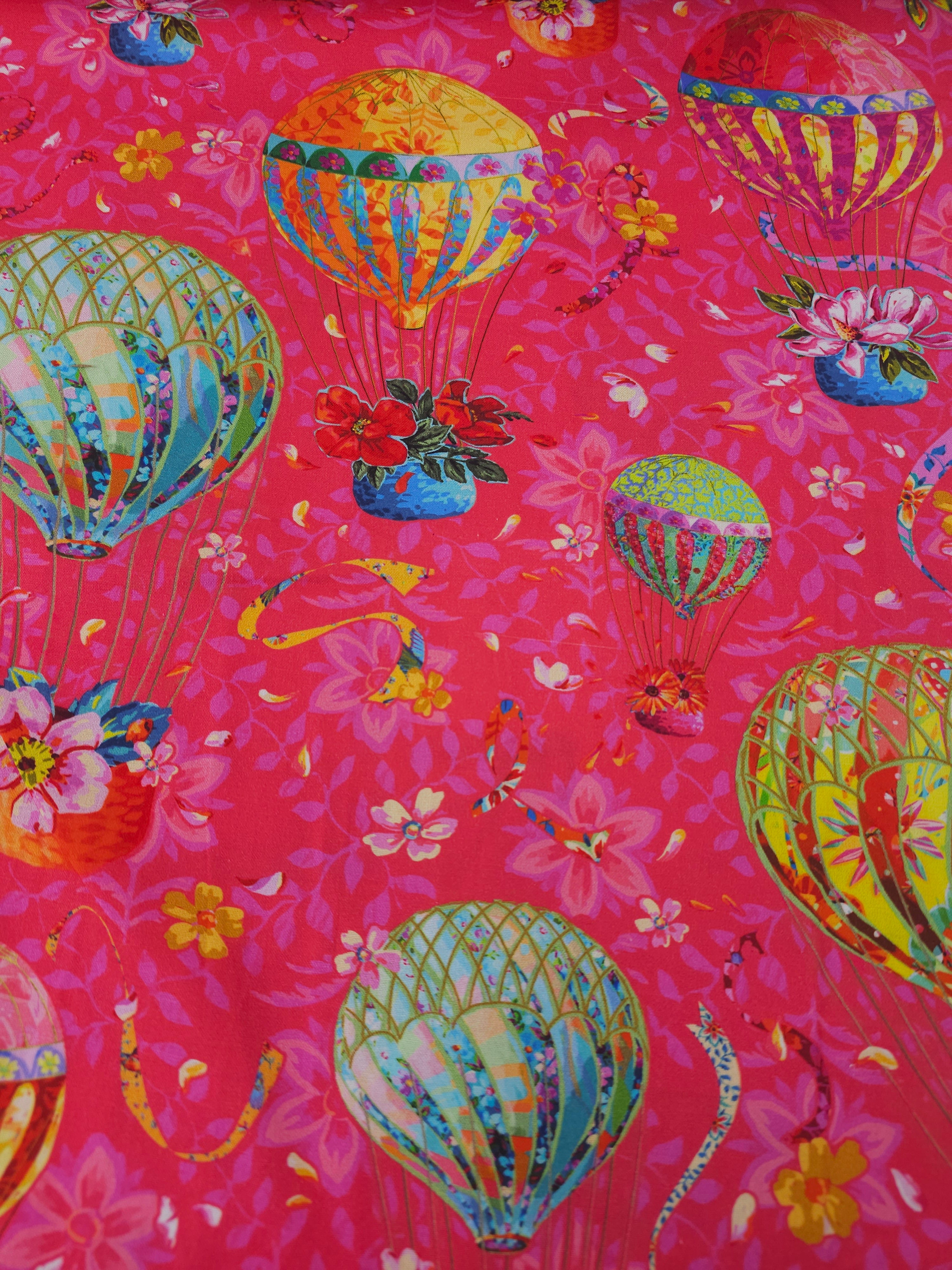 Hot Pink Air Balloon Festival 100% Cotton - Odile Bailloeul