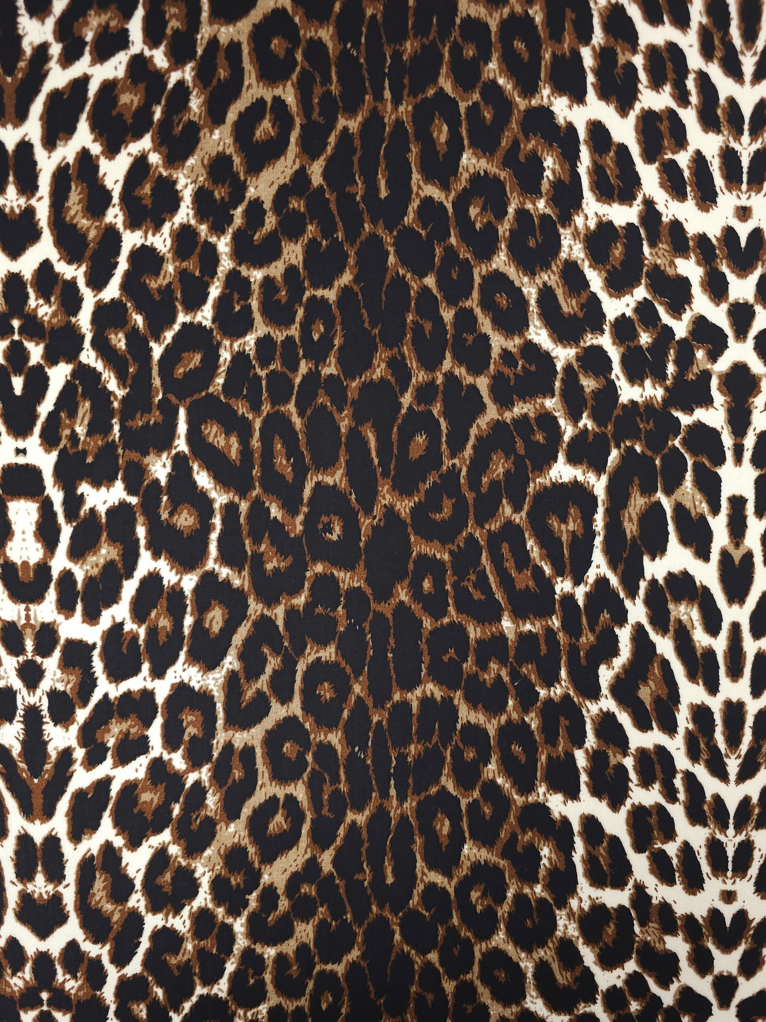 Brown/Cream Leopard Panel Stripe Viscose Challis