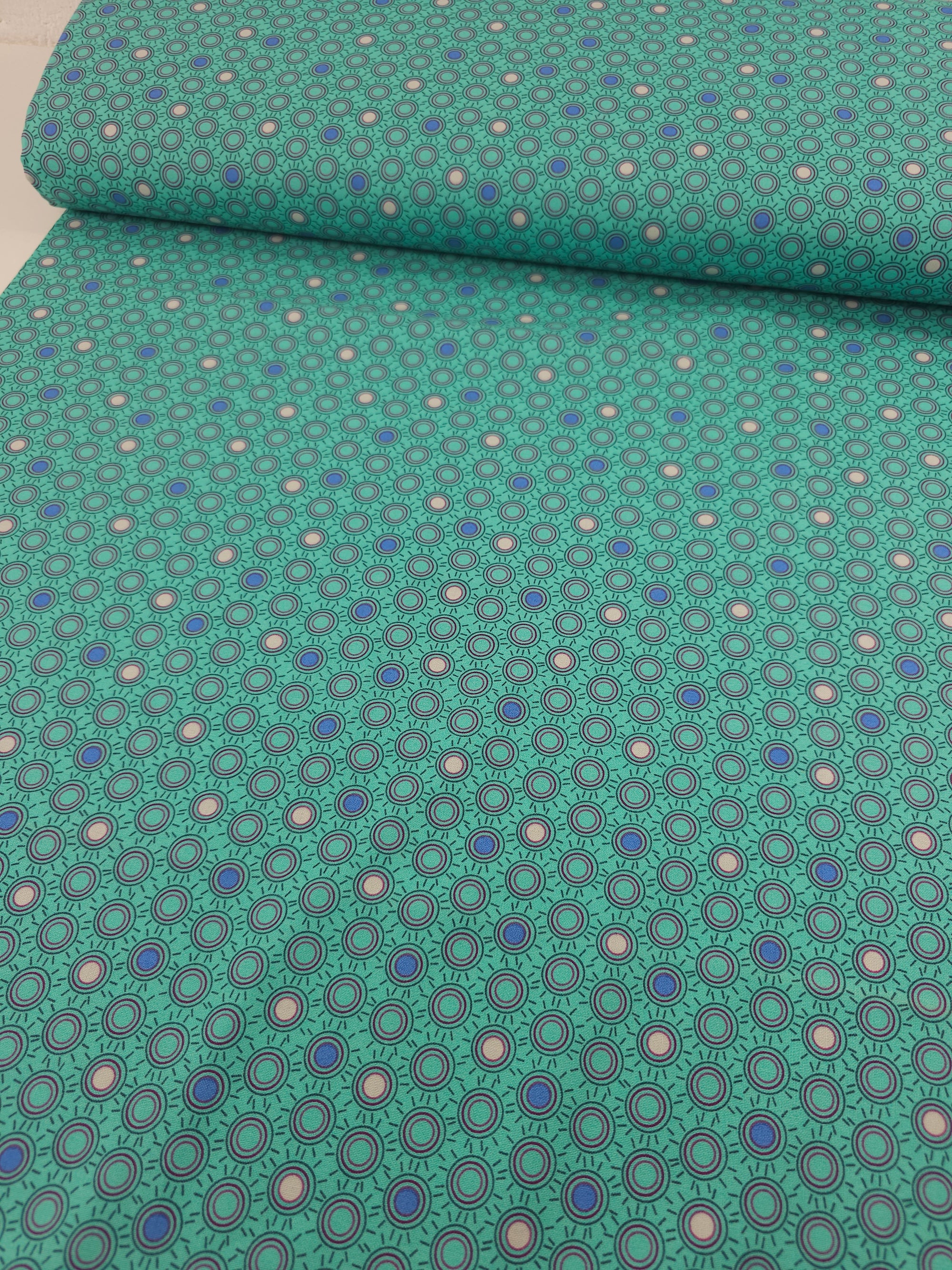 Cyan Abstract Boho Circle 100% Cotton