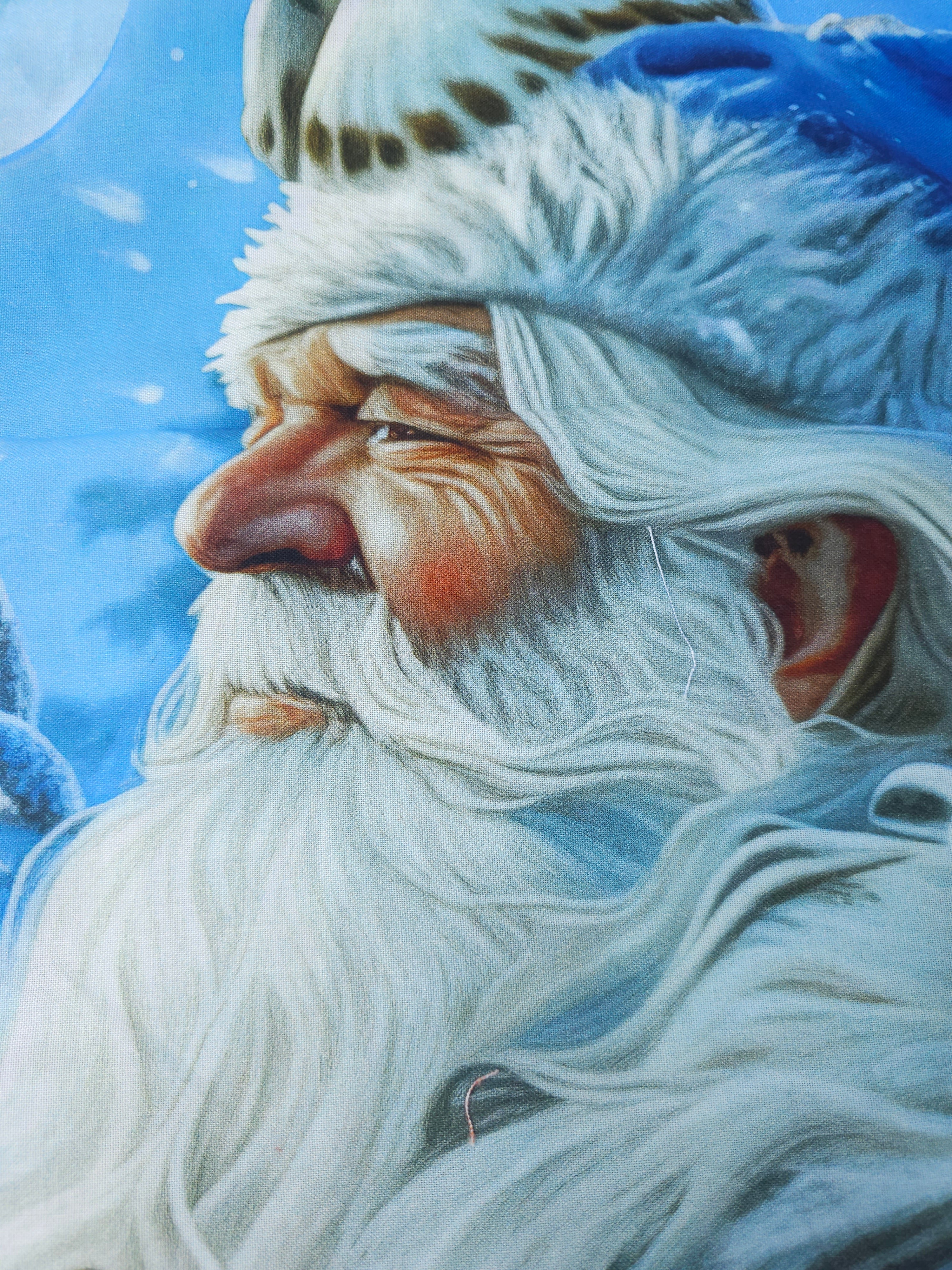 Santa's owls Cotton panels- 1.1m piece
