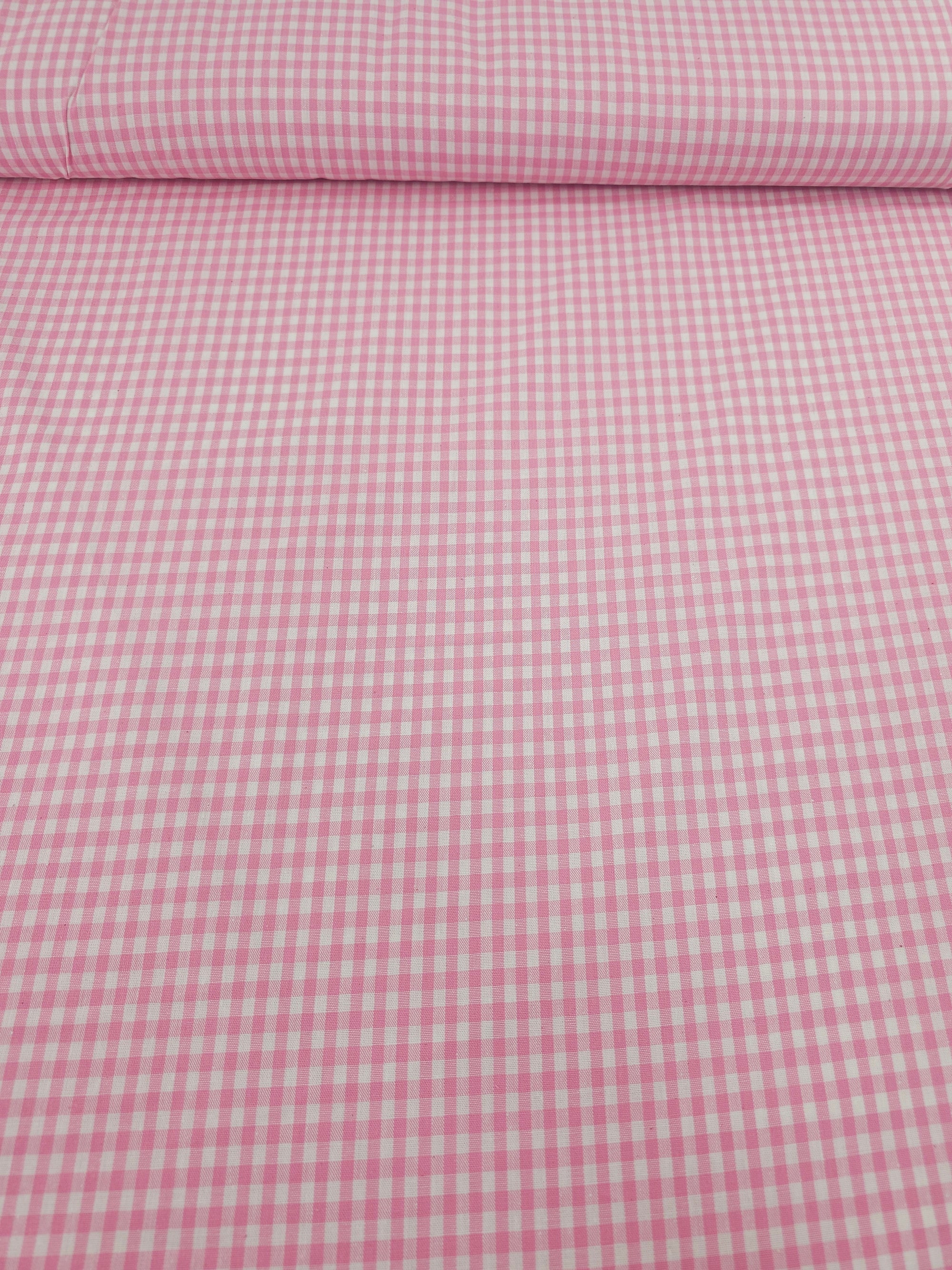 Pink Small Gingham 100% Cotton 55"