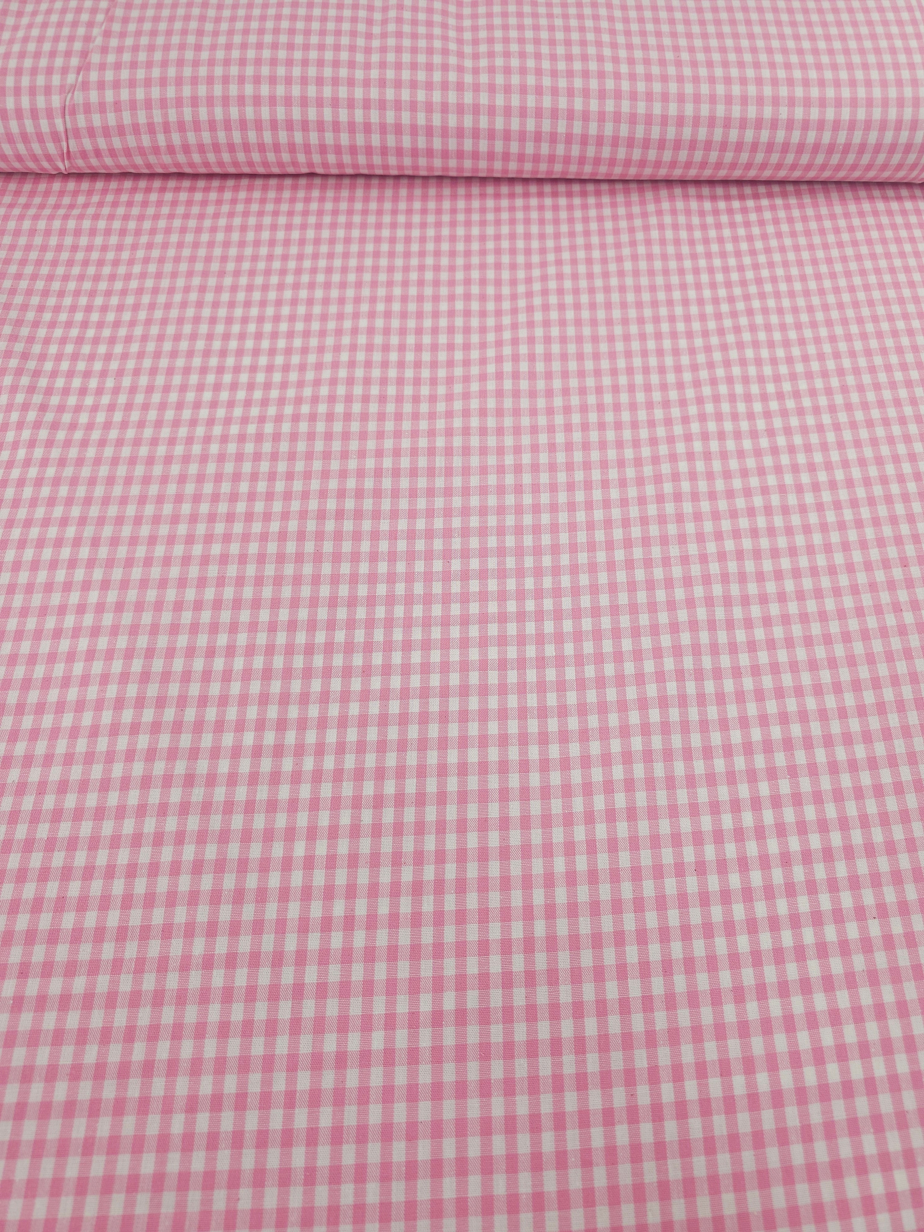 Pink Small Gingham 100% Cotton 55"