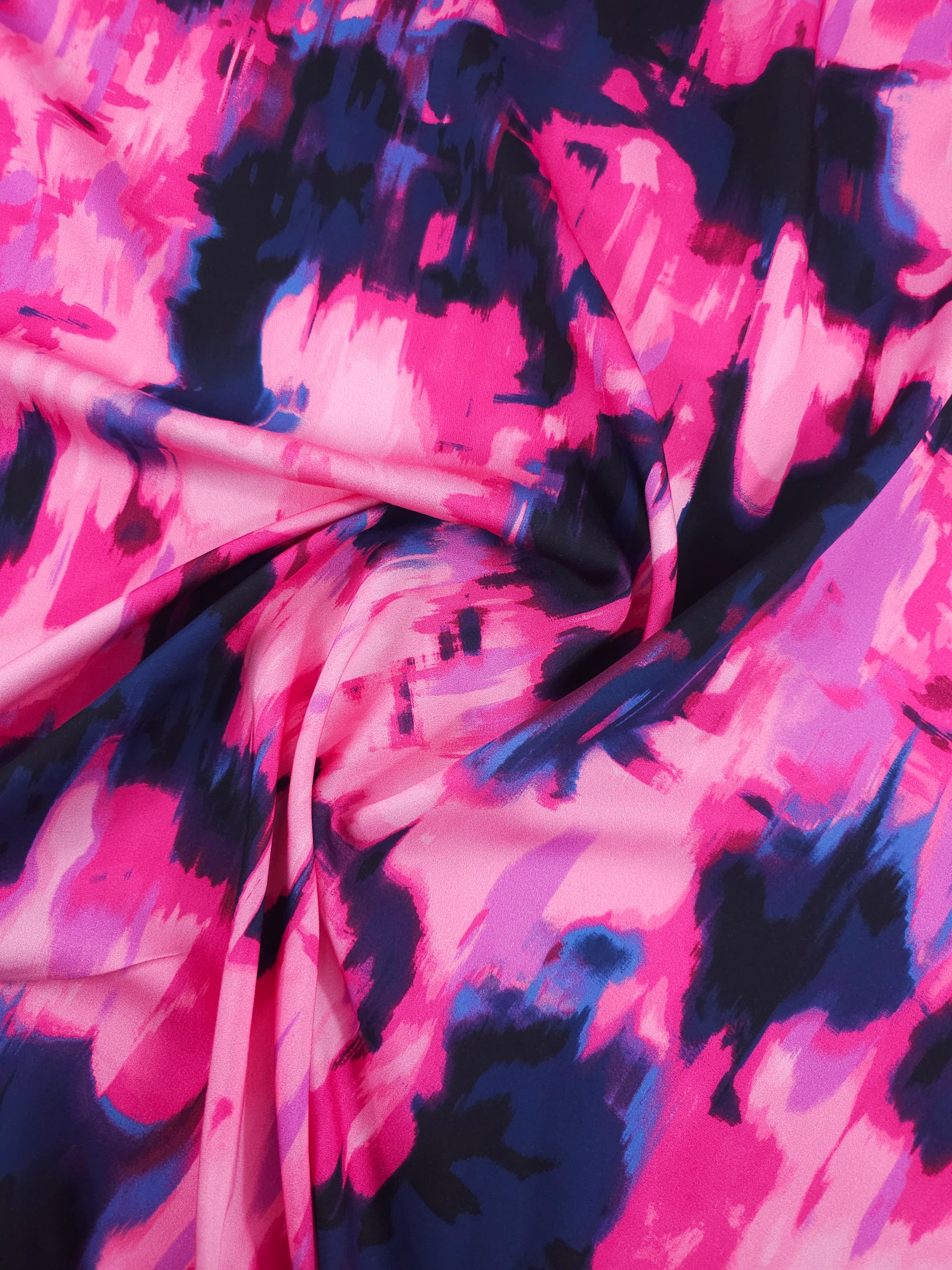 Pink/Navy Abstract Splash Viscose *DEFECT*
