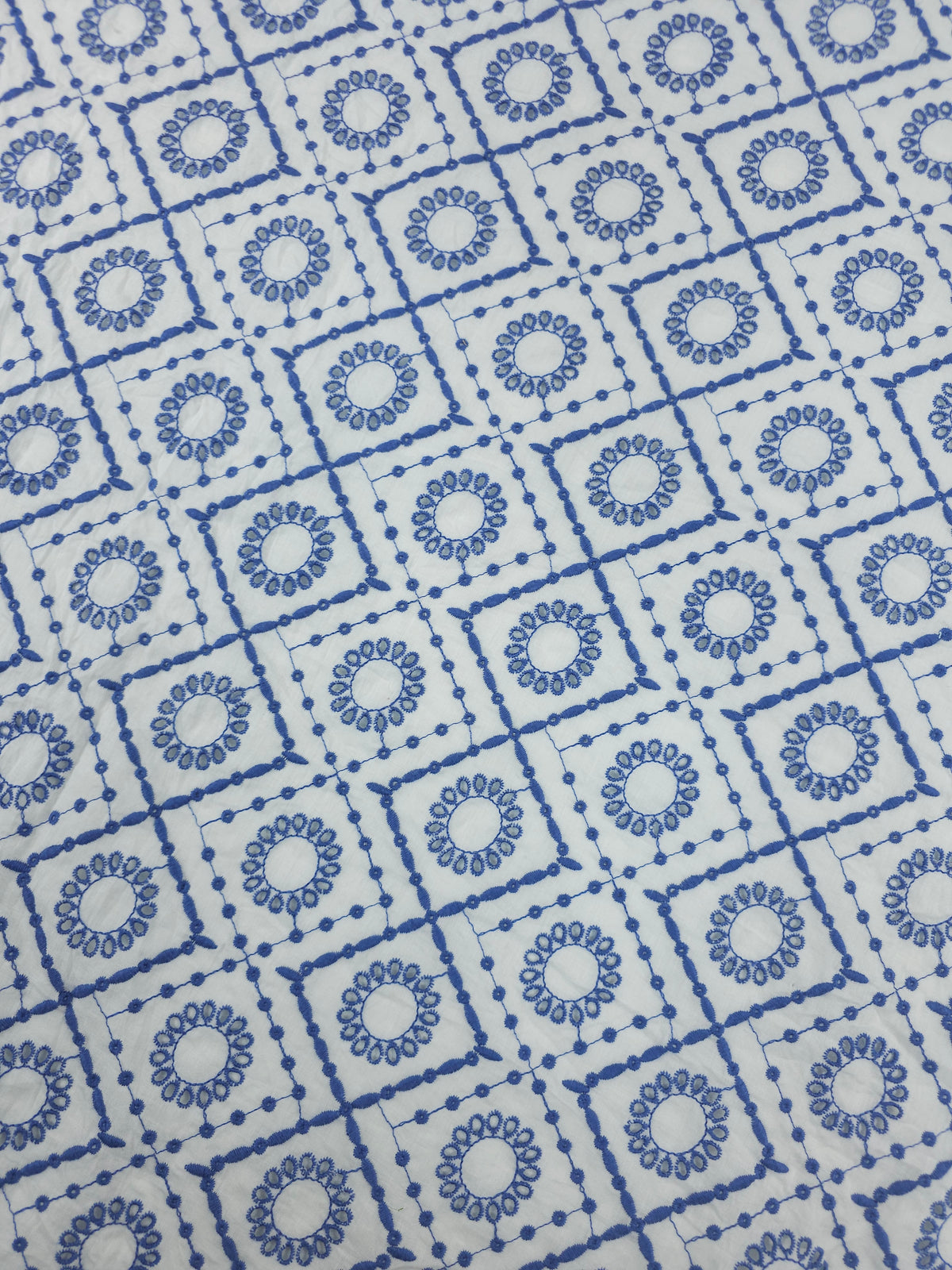 Lavender Blue Circle Diamond Cambric Cotton Broderie Anglaise