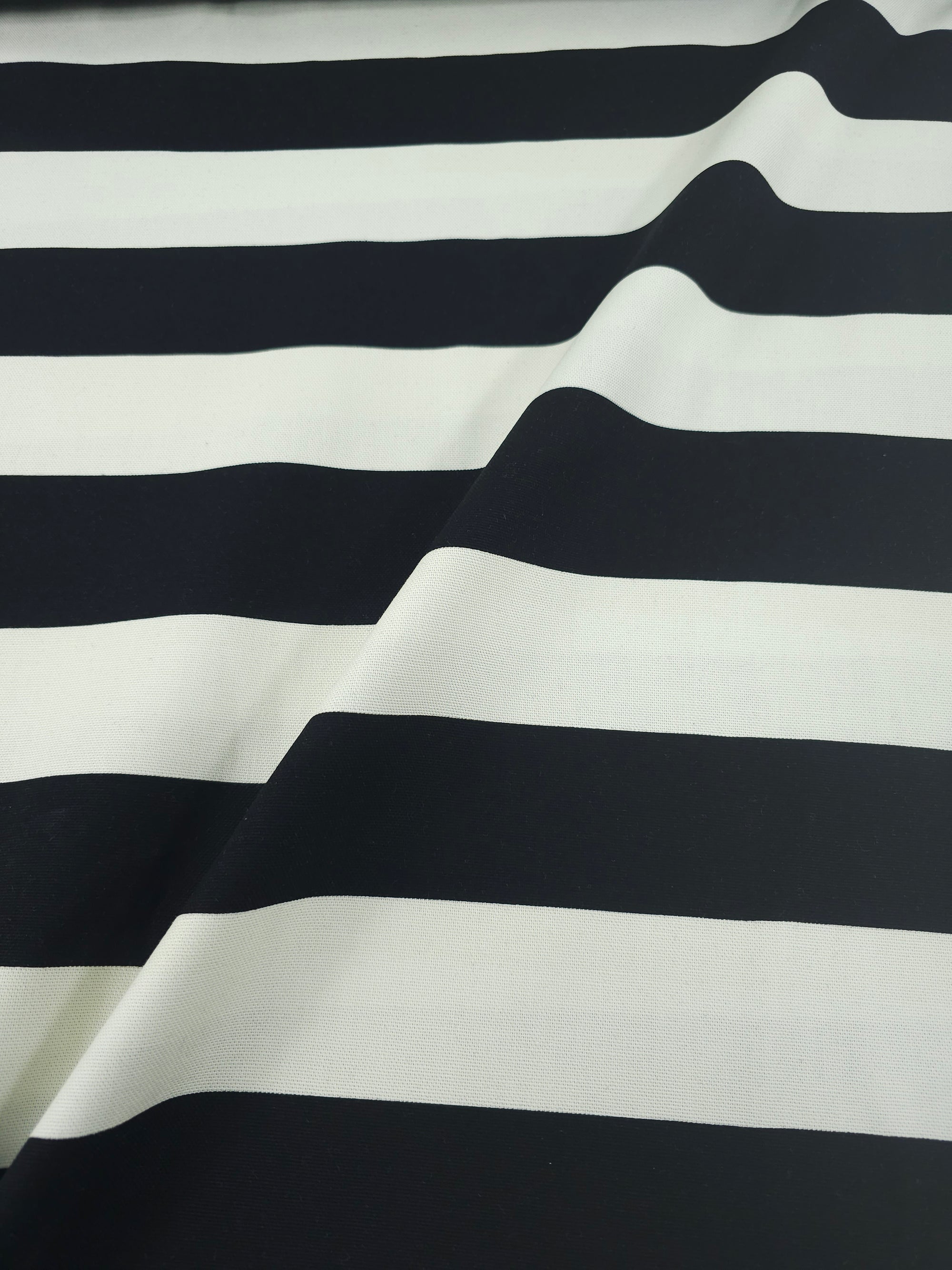 Black/Ivory Block Stripe Lightweight Canvas Cotton