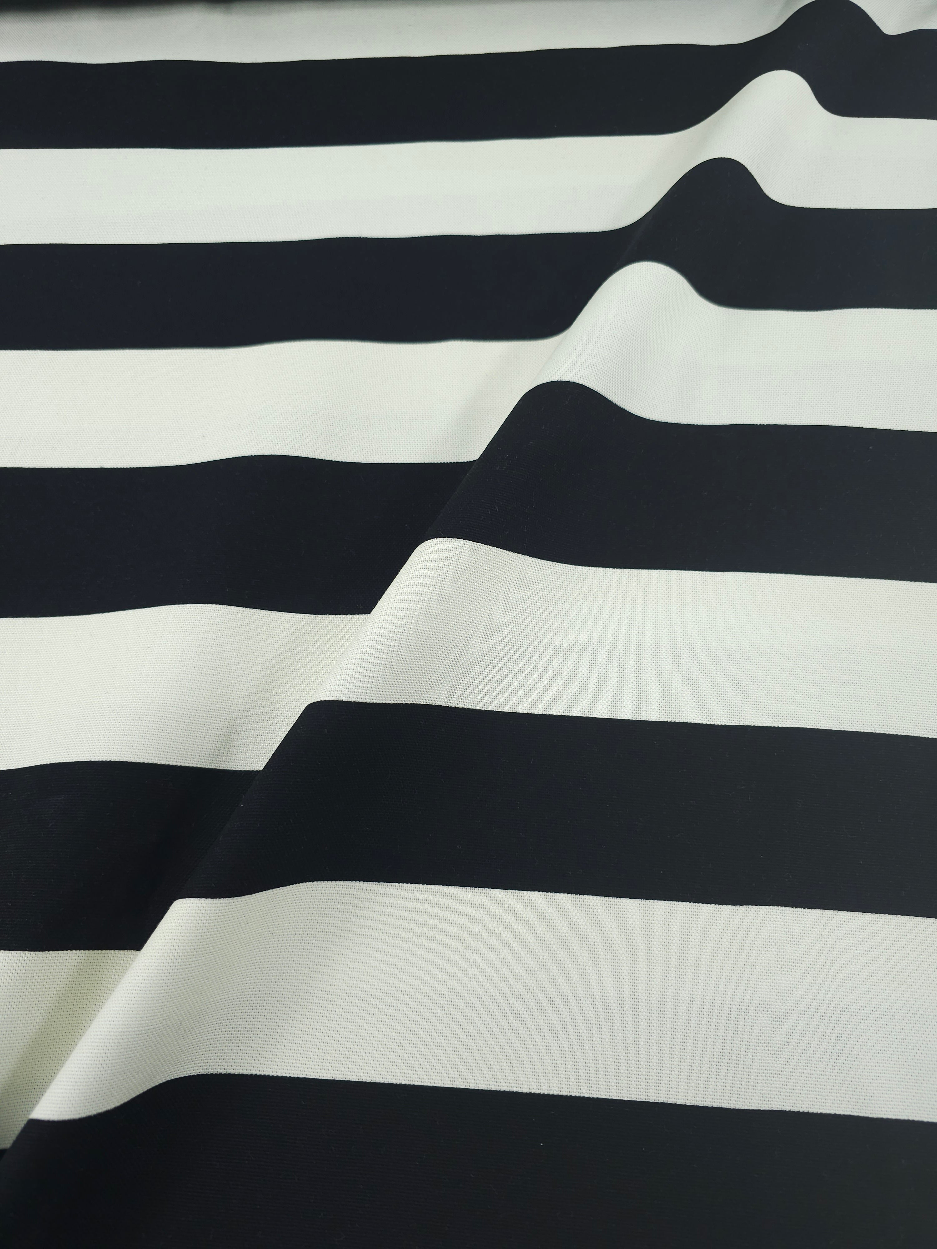 Black/Ivory Block Stripe Lightweight Canvas Cotton