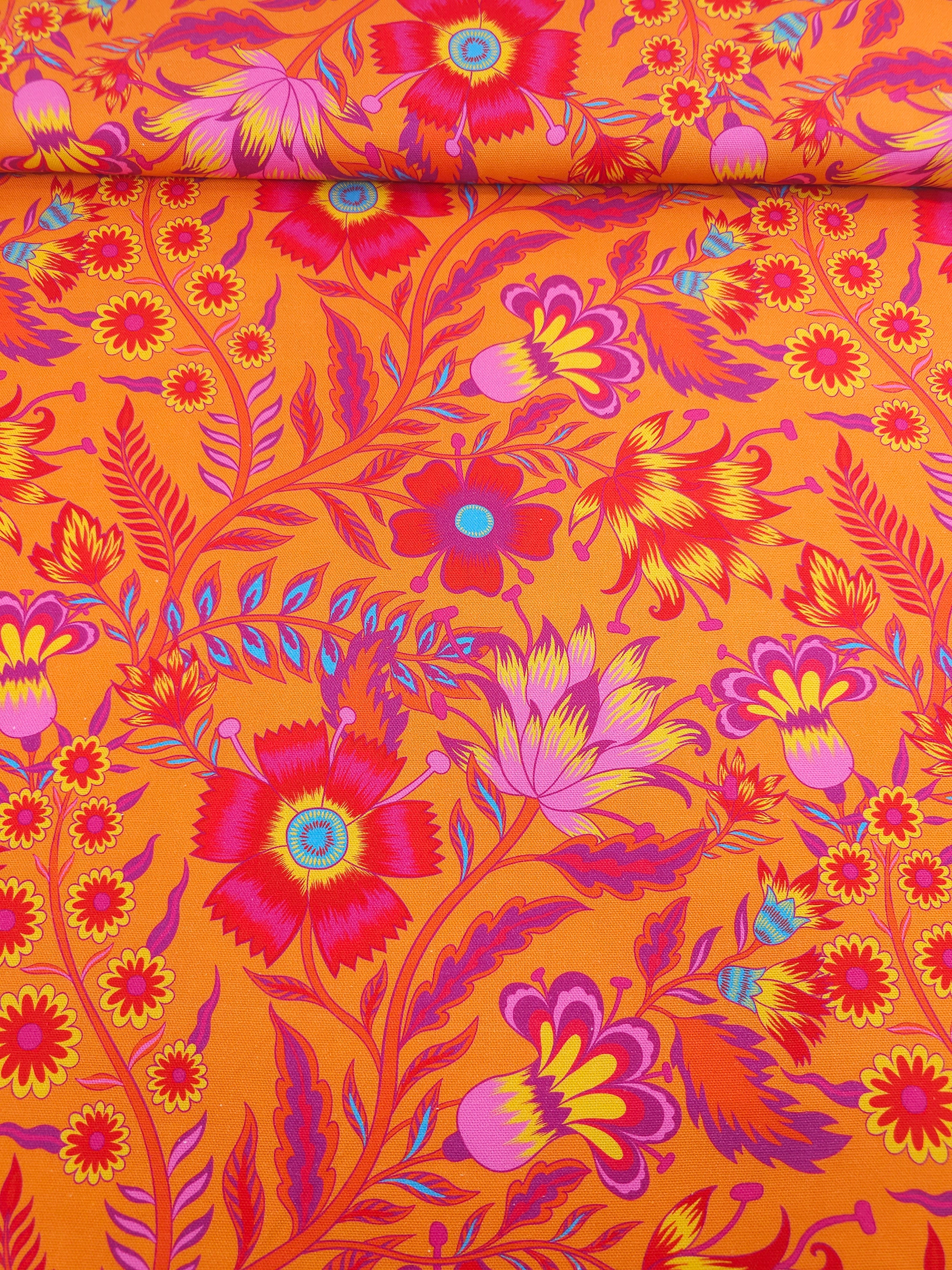Orange/Pink Floral Fiesta Canvas Cotton