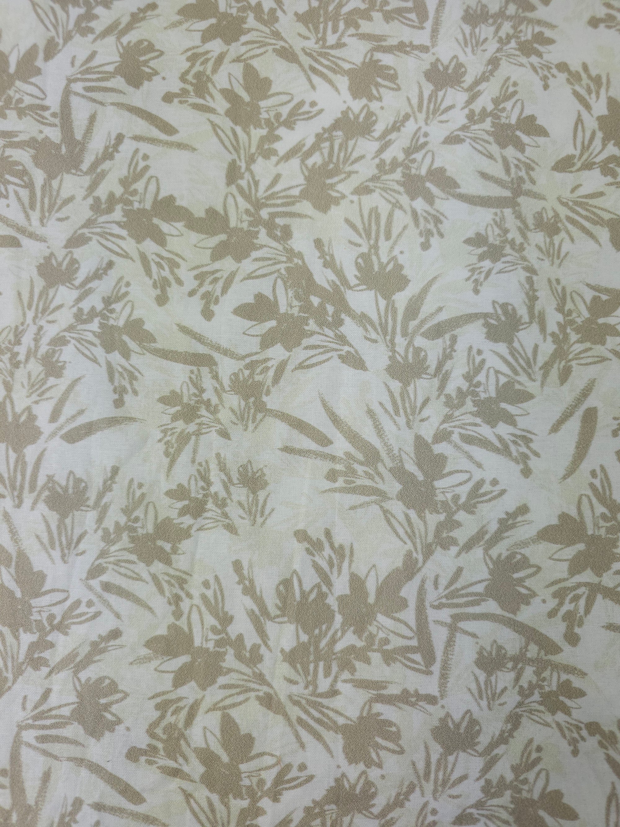 Taupe/Ivory Sketch Floral 100% Cotton