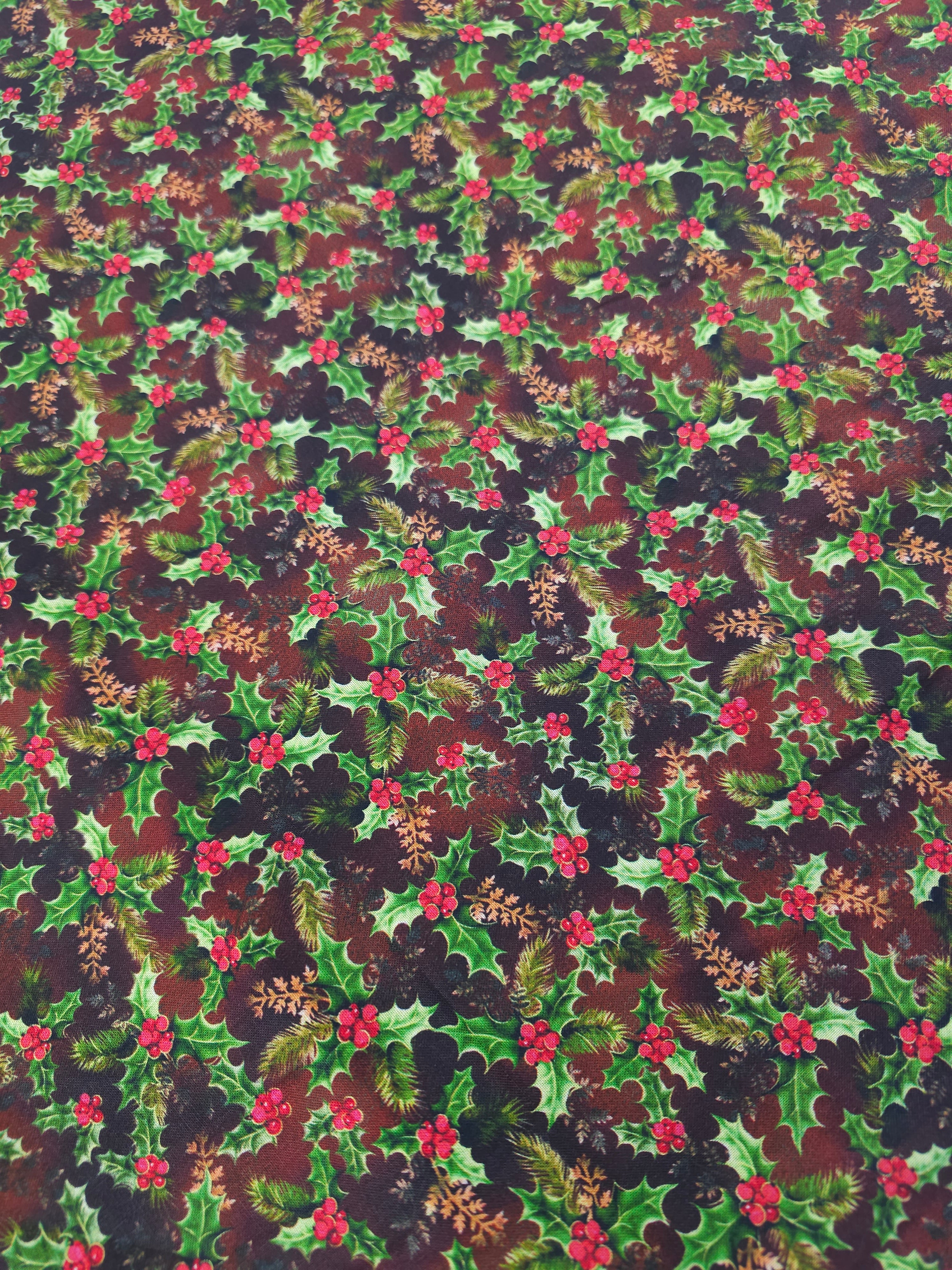 Dark holly leaf Cotton- 2m piece