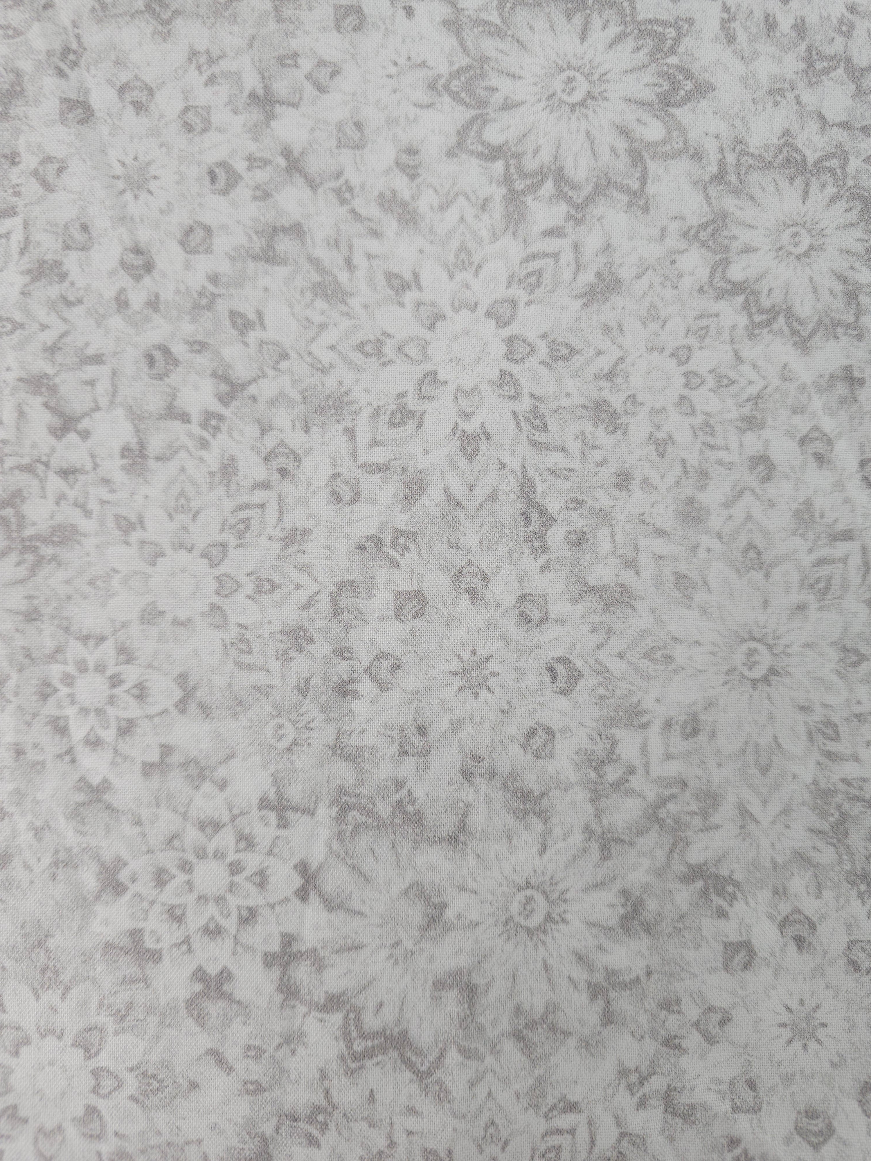 Light Grey Dancing Dahlias Kaleidoscope 100% Cotton