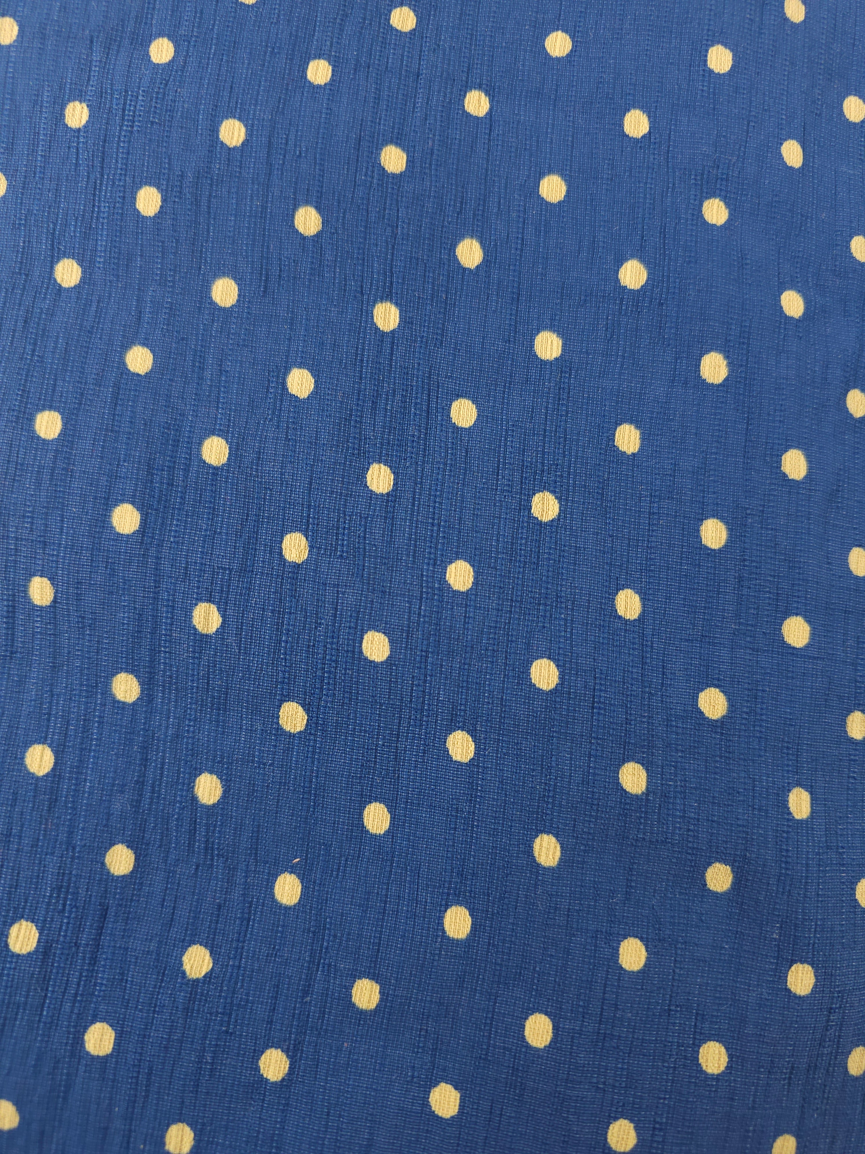 Navy yellow polka Viscose- 3m piece