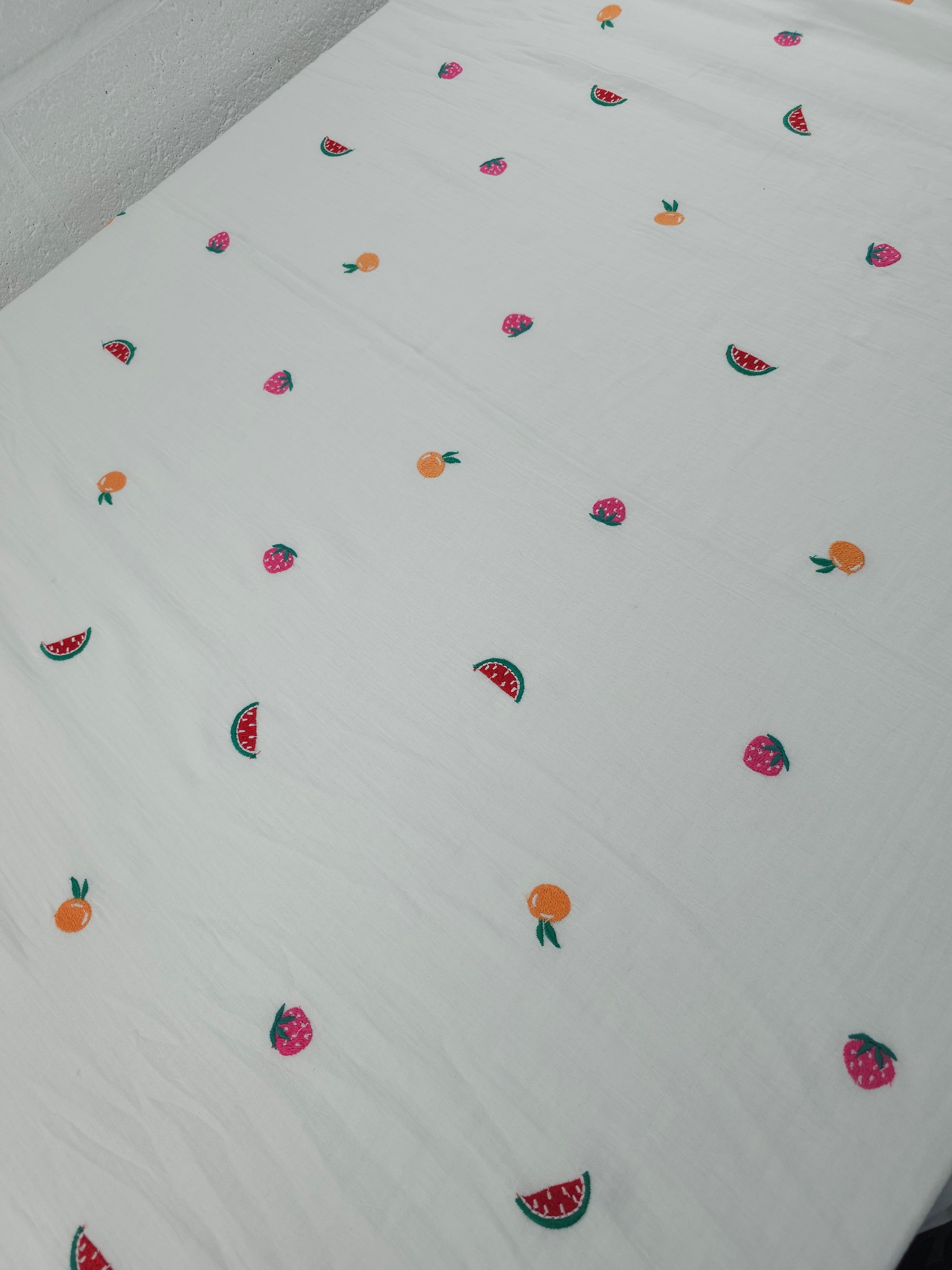 Summer Fruits Double Gauze Broderie Anglaise