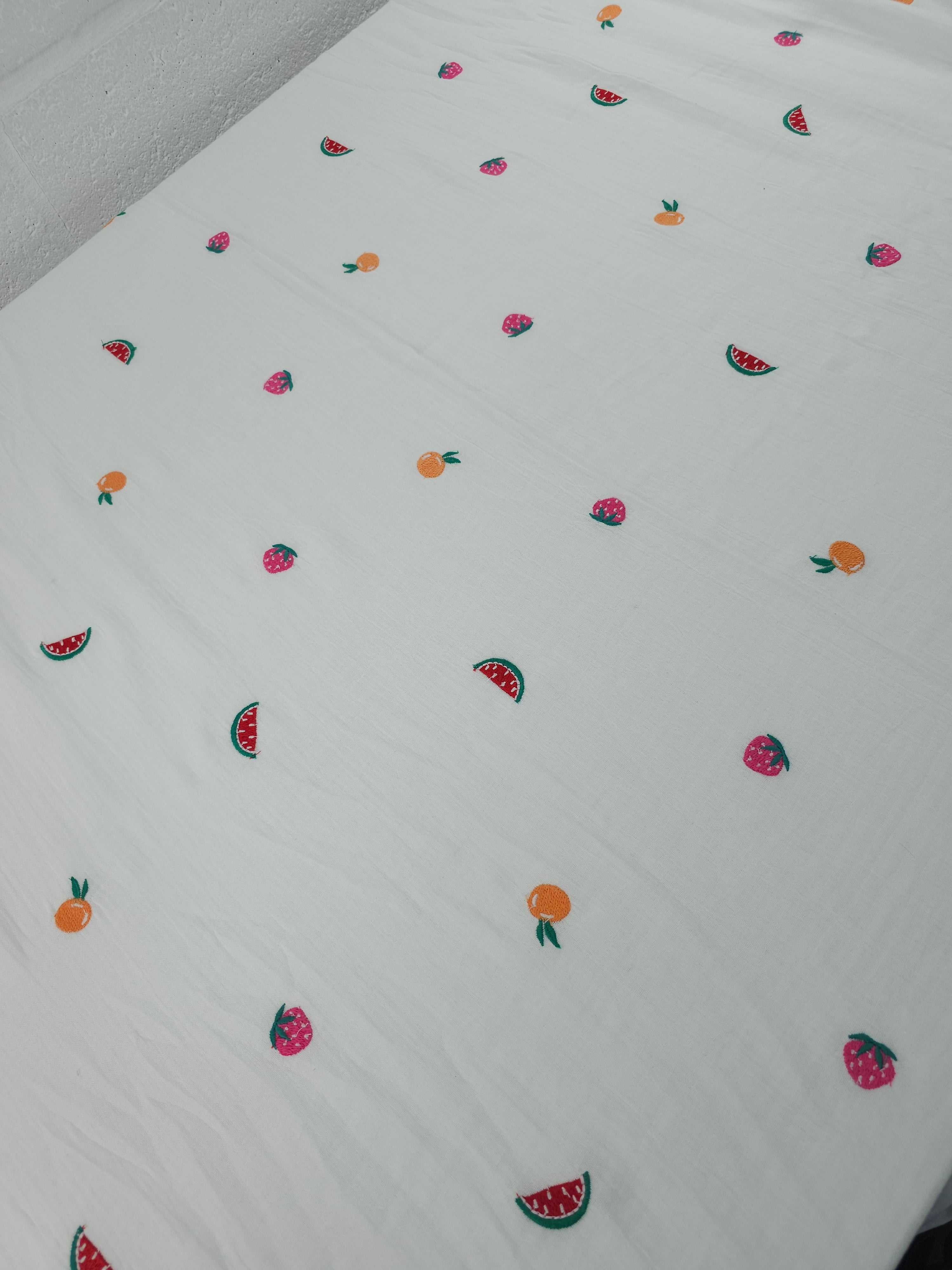 Summer Fruits Double Gauze Broderie Anglaise