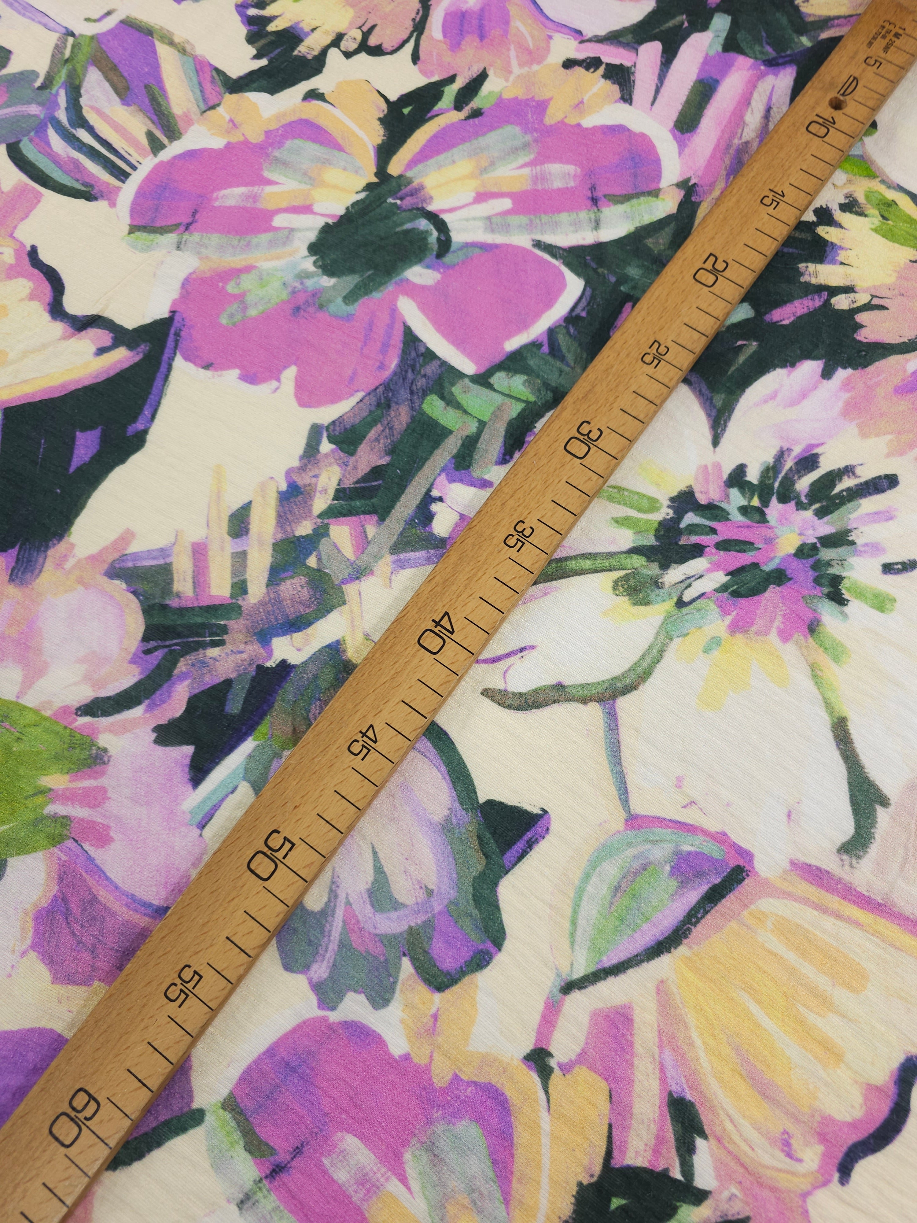 Purple Tones Watercolour Crinkle Viscose