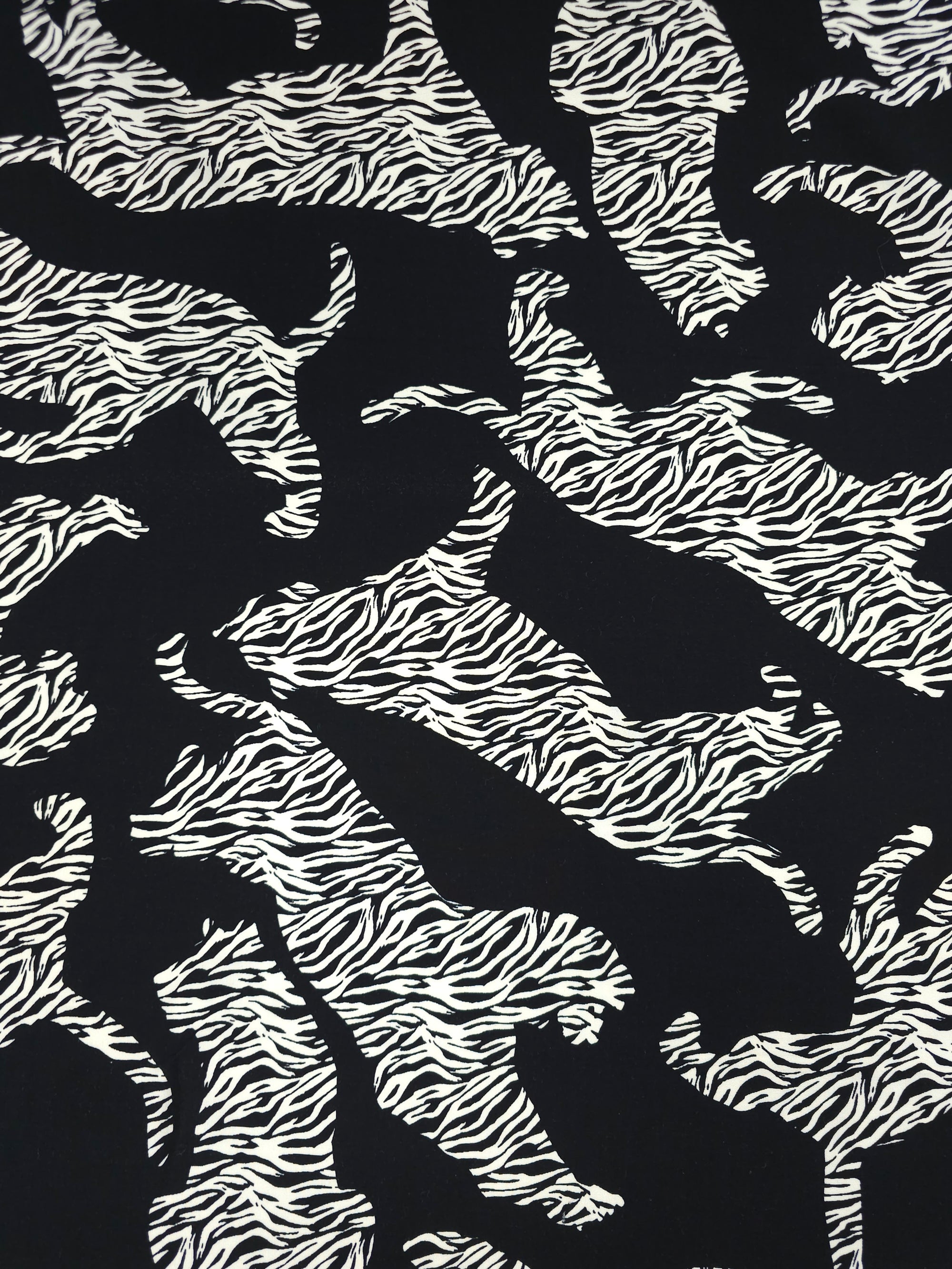 Black/Off-White Abstract Leopard Viscose Challis