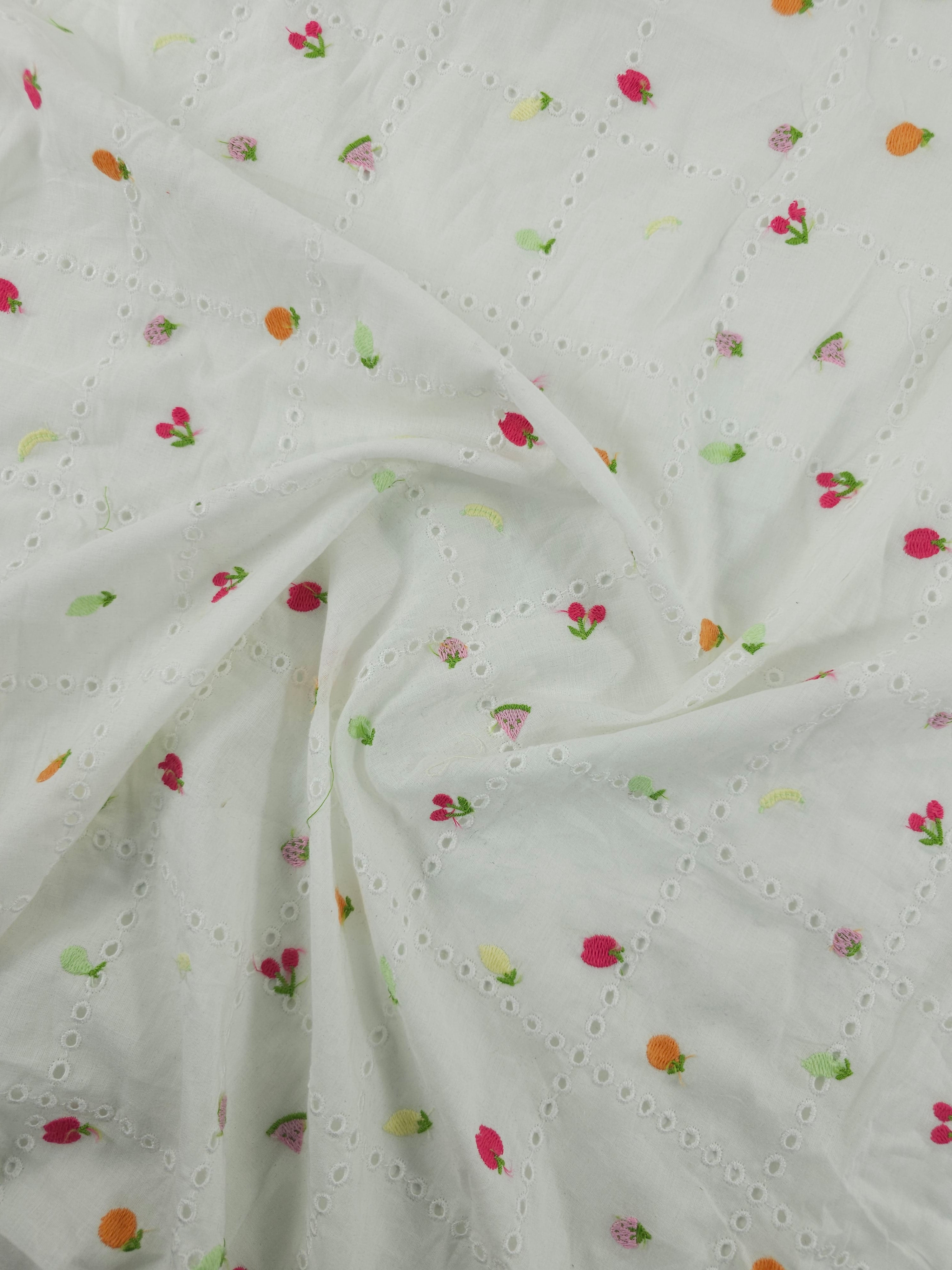 Summer Fruit Cambric Cotton Broderie Anglaise
