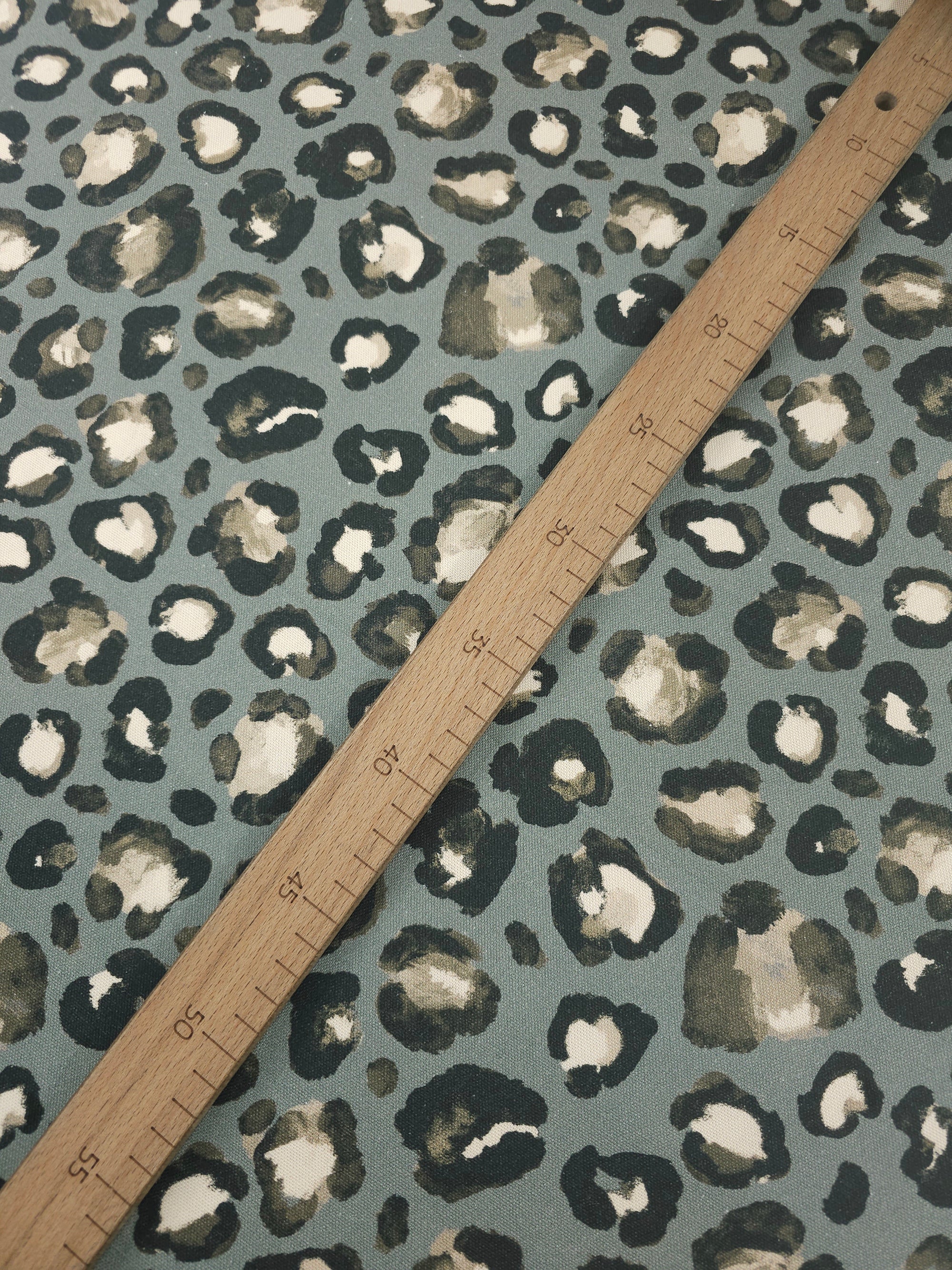 Duck Egg Leopard Lightweight Canvas Cotton