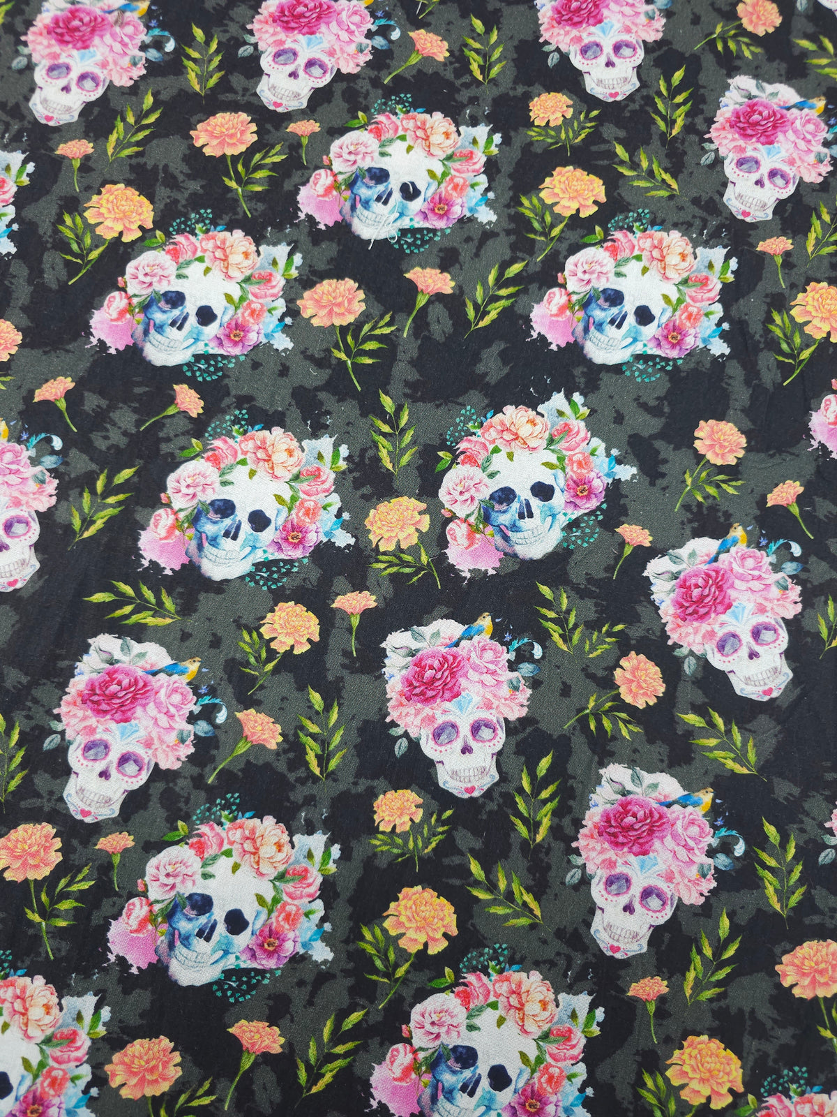 Flower Crown Skulls 100% Cotton - Joann