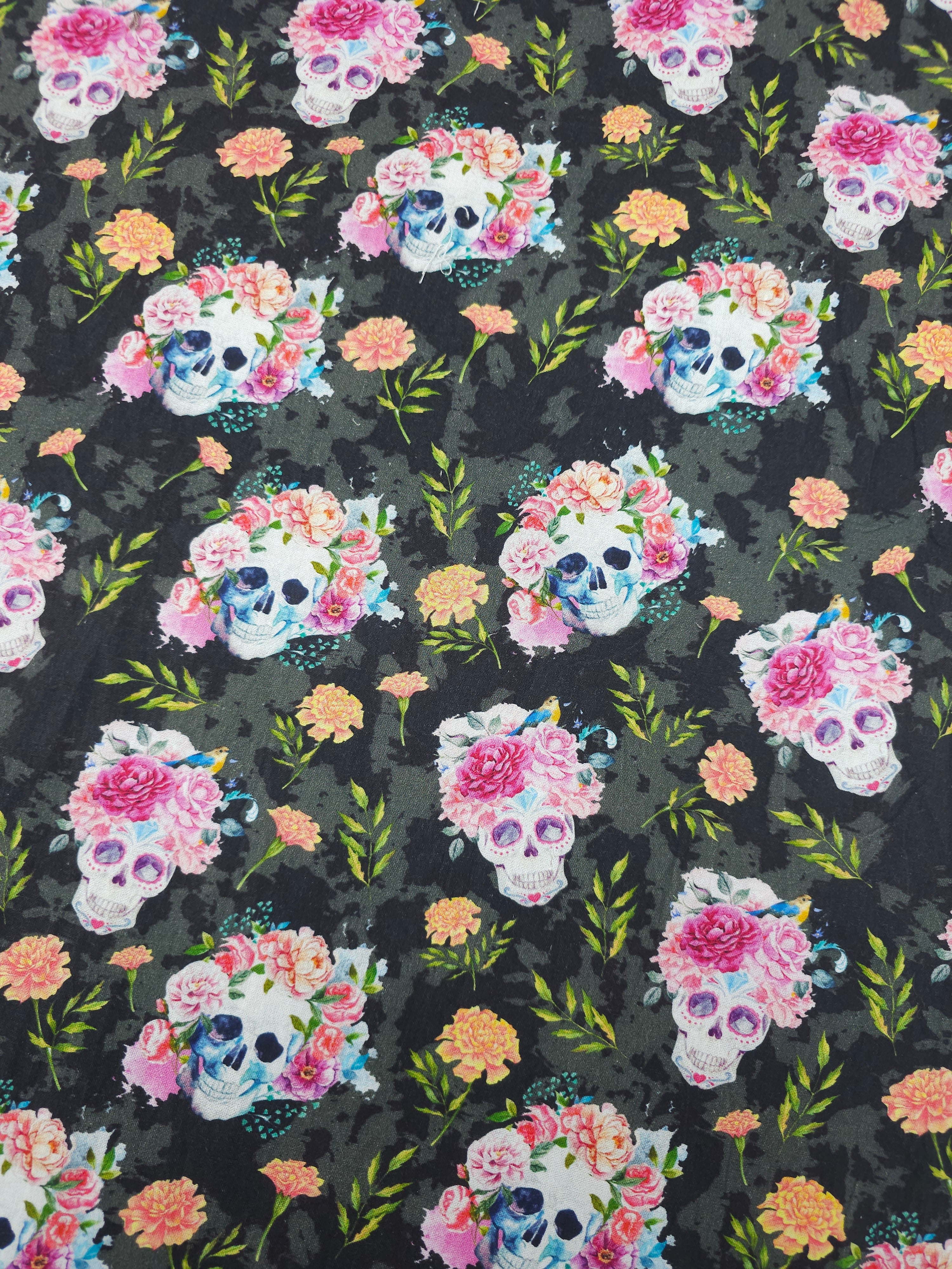 Flower Crown Skulls 100% Cotton - Joann