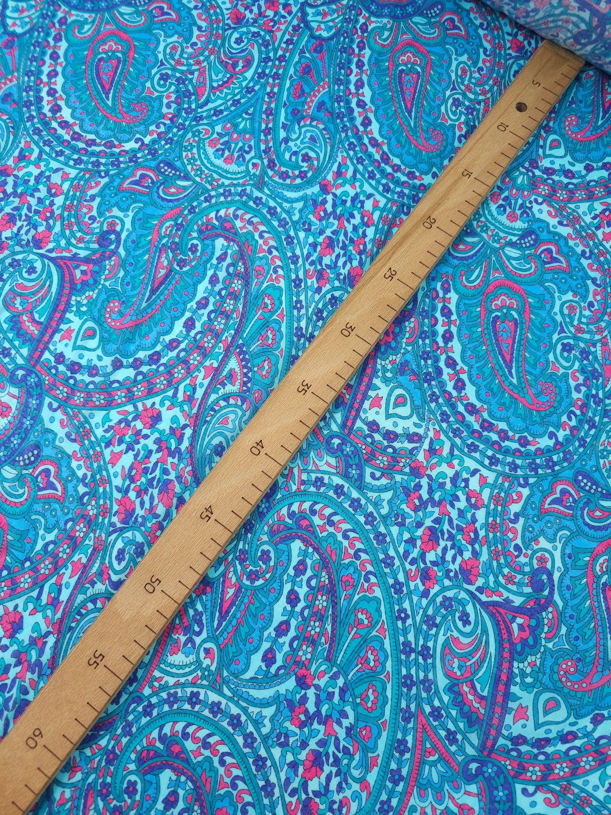 Turquoise/Hot Pink Paisley Viscose