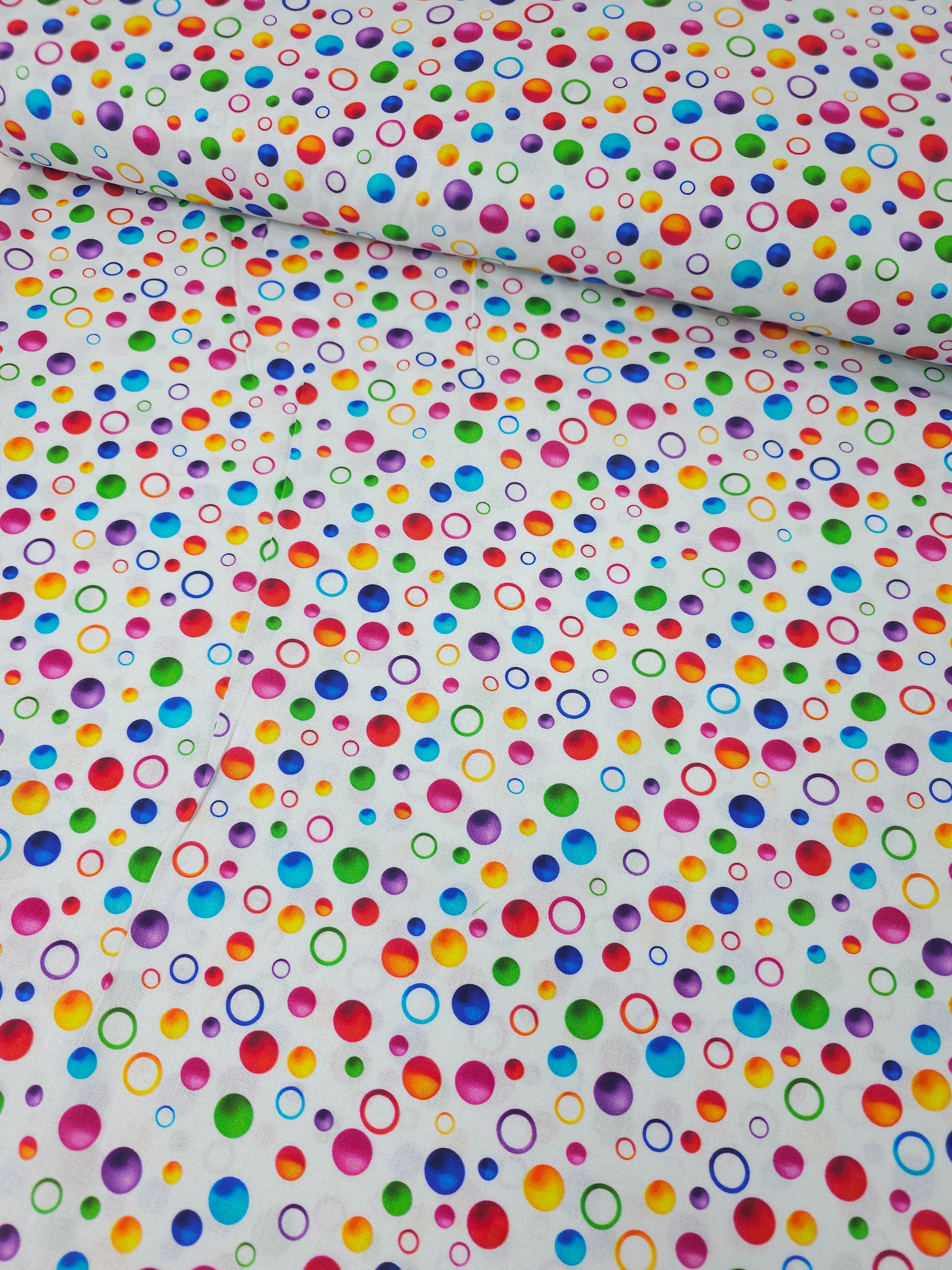 Multicolour White Bubble 100% Cotton - Joann