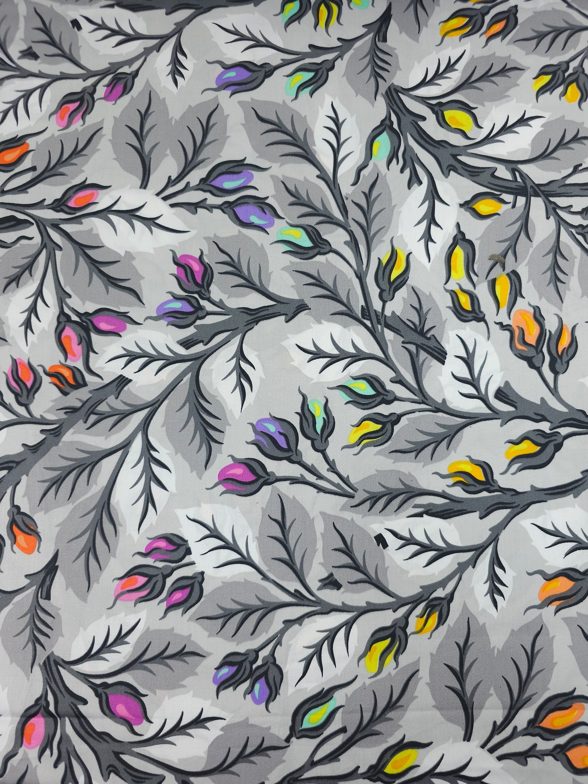 *PRE ORDER* Light Grey Best Buds Graywork Cotton Sateen 102" - Tula Pink *EXTRA WIDE*