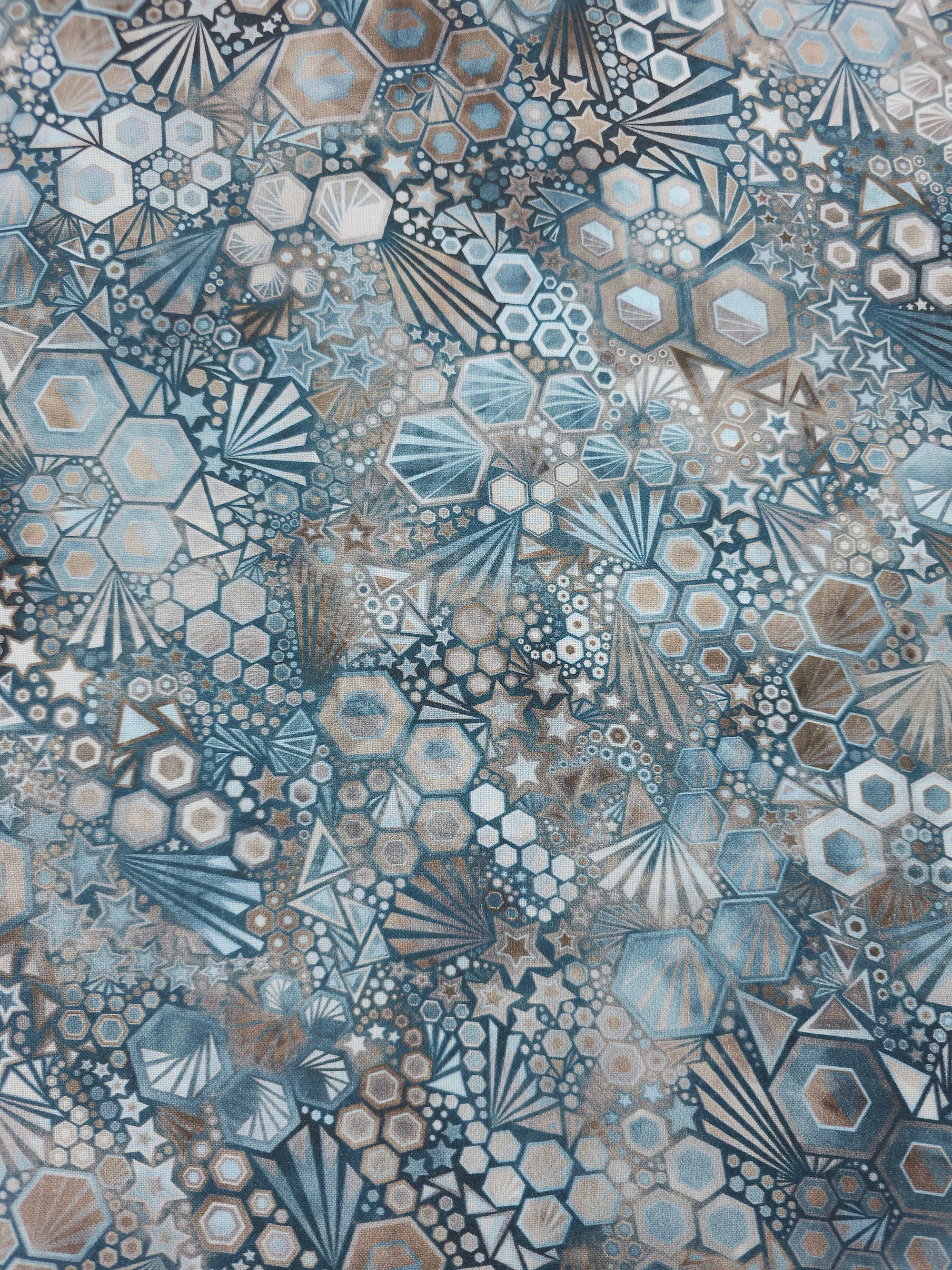 Grey/Beige Star Phantasma 100% Cotton - Robert Kaufman
