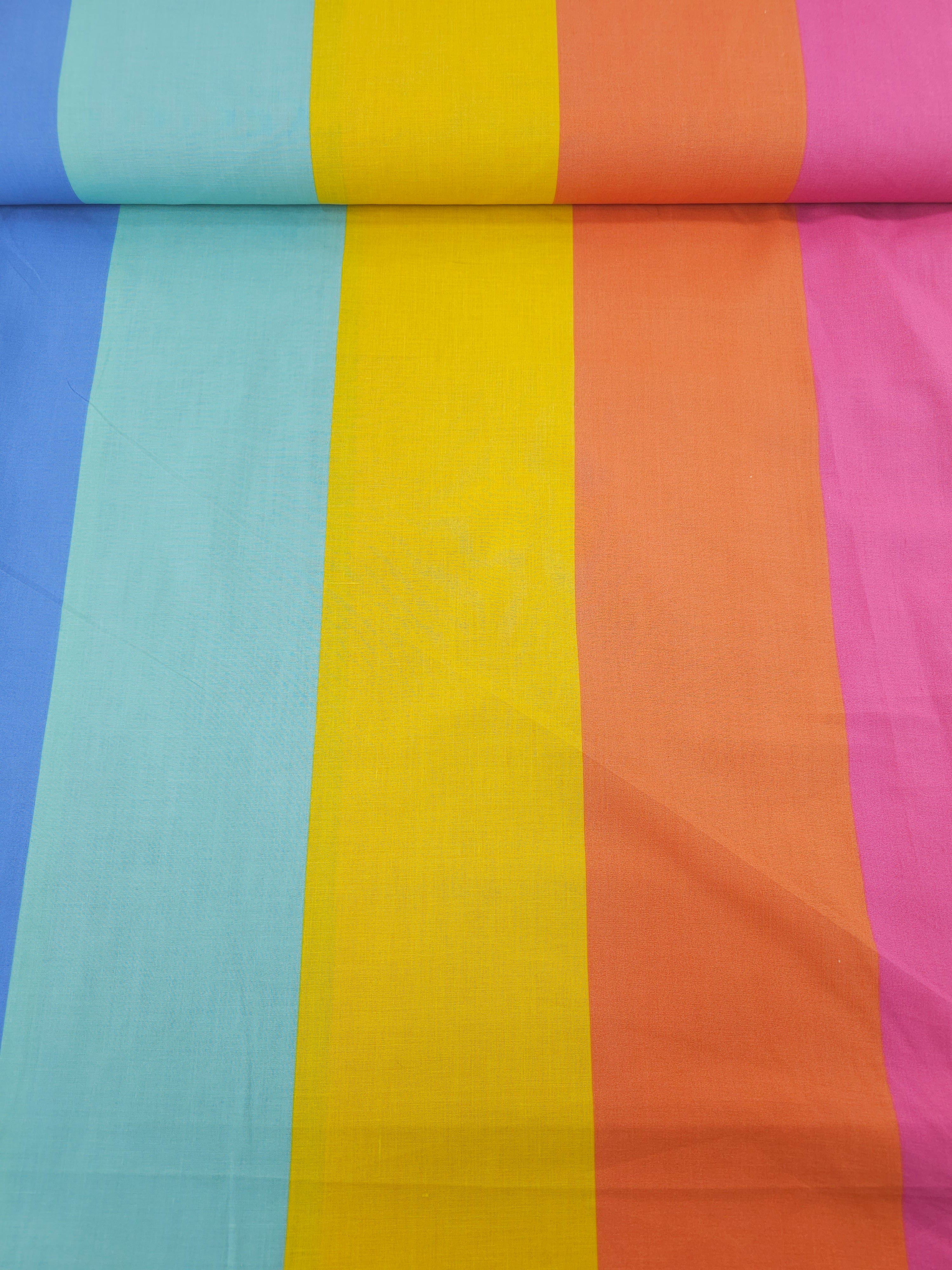 Rainbow Block Stripe 100% Cotton 90”  *EXTRA WIDE*