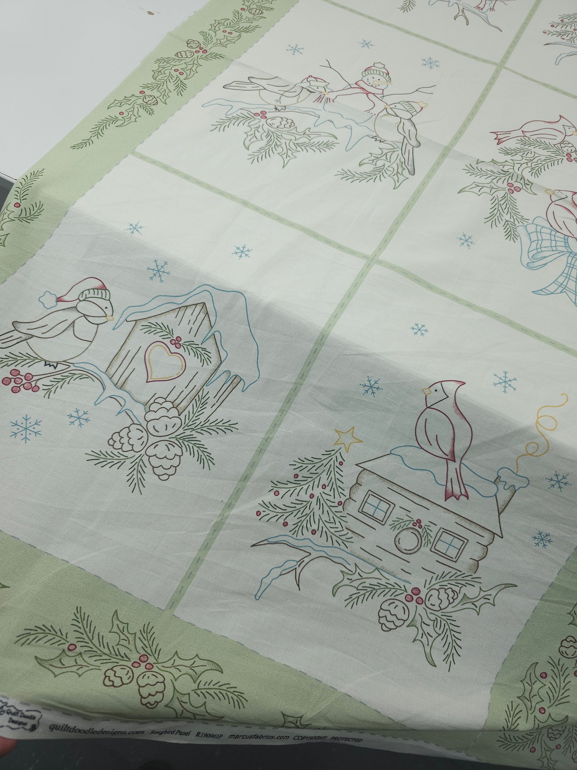 Christmas Song Bird 100% Cotton - 60cm Panel