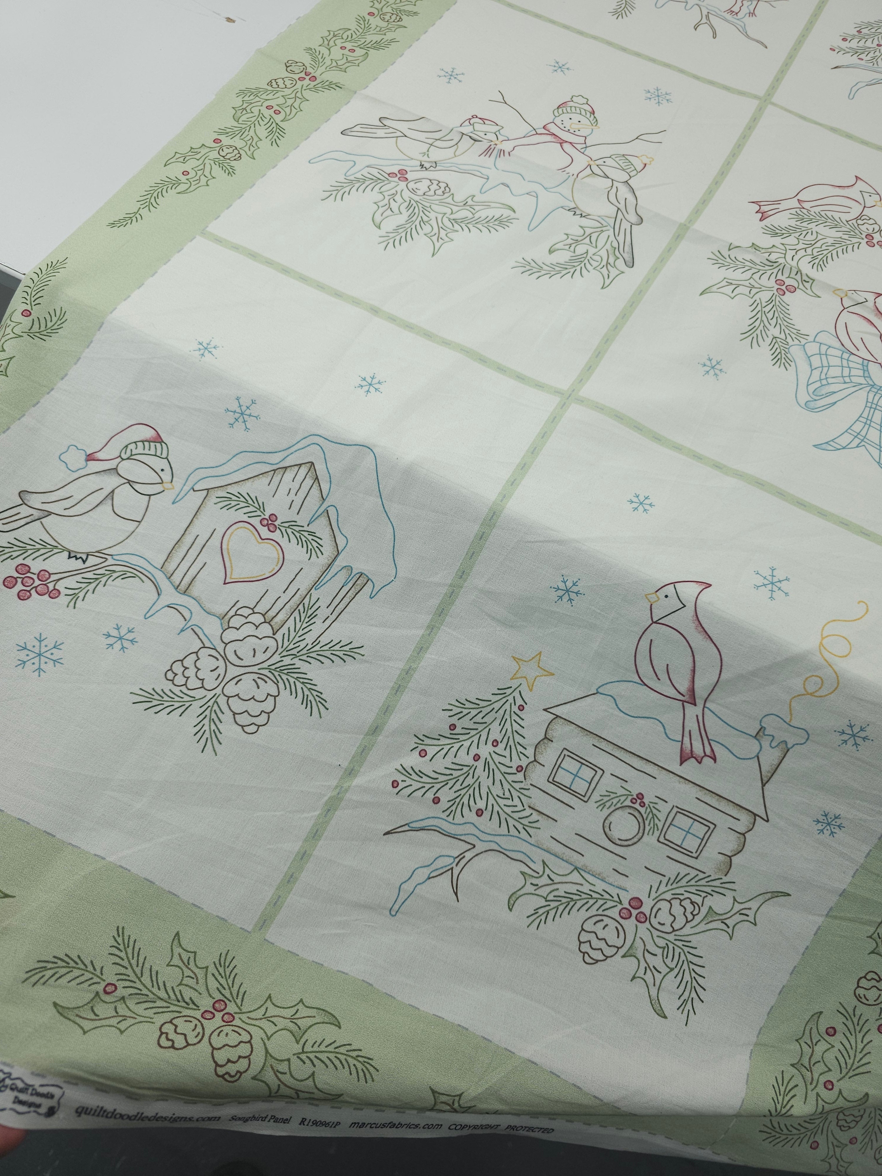 Christmas Song Bird 100% Cotton - 60cm Panel