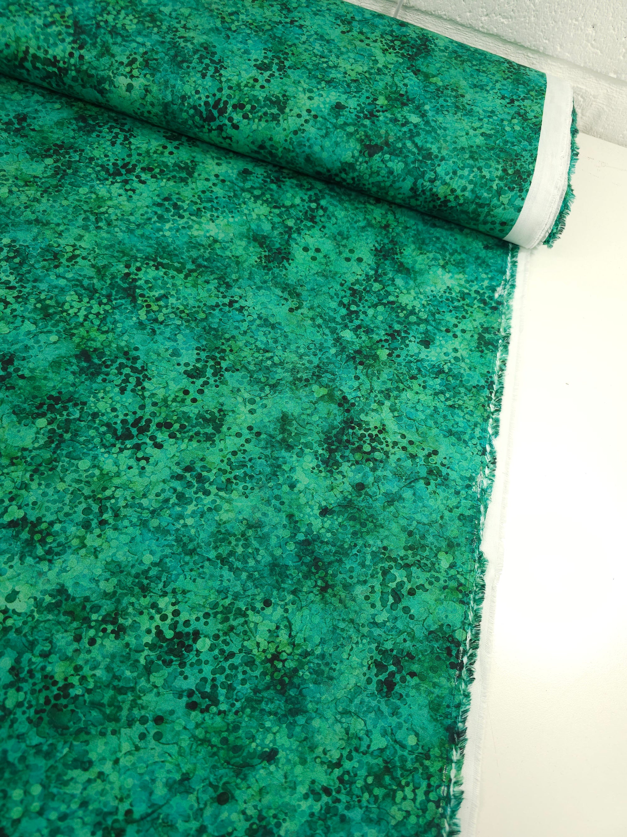 Green Watercolour Confetti Dots 100% Cotton