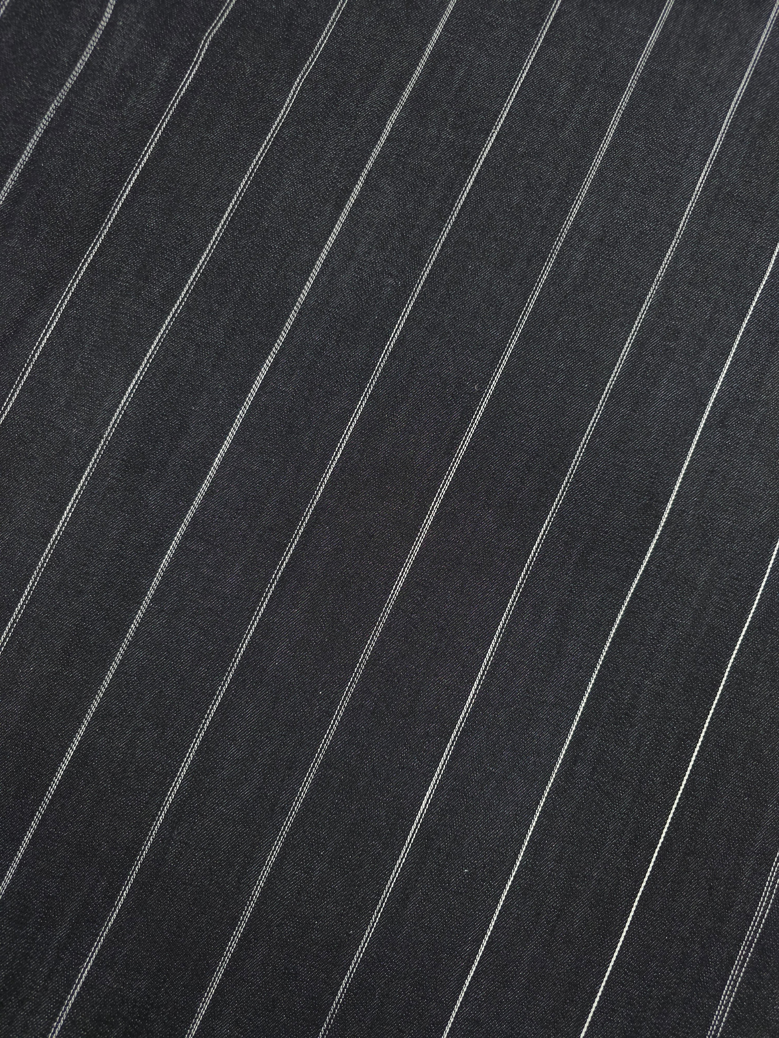 Charcoal Black Block Stripe Denim