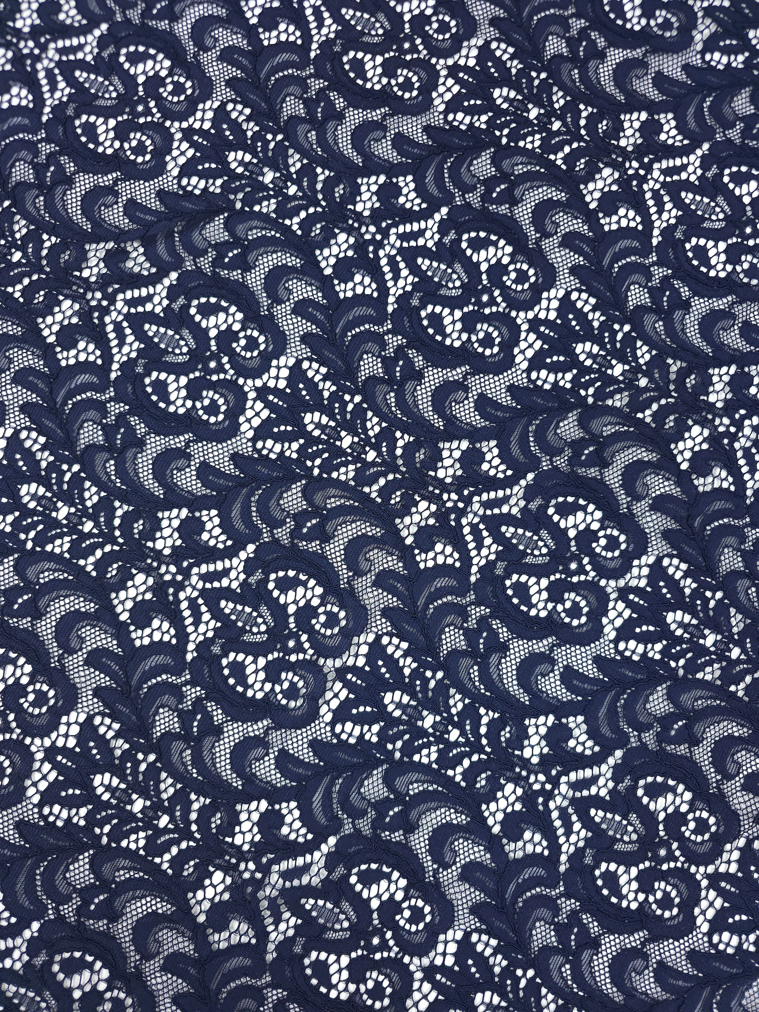 Navy Damask Lace