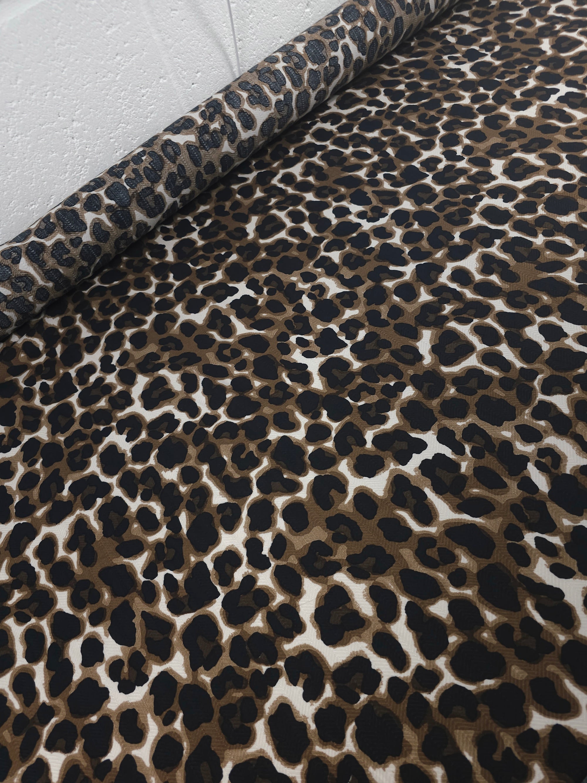 Brown/Off-White Herringbone Leopard Viscose
