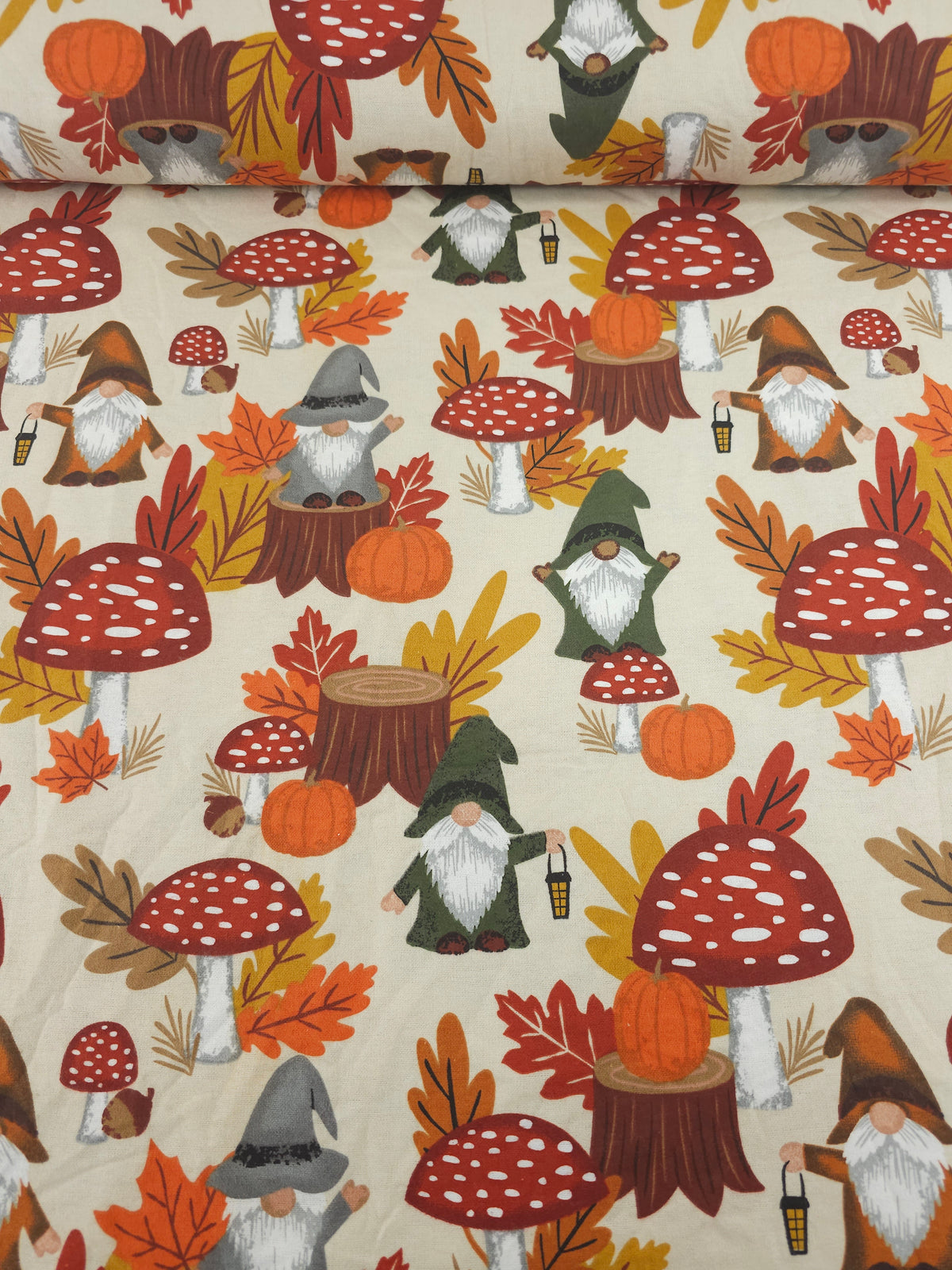 Autumn Pumpkin Gnomes Lightweight Flannel Cotton