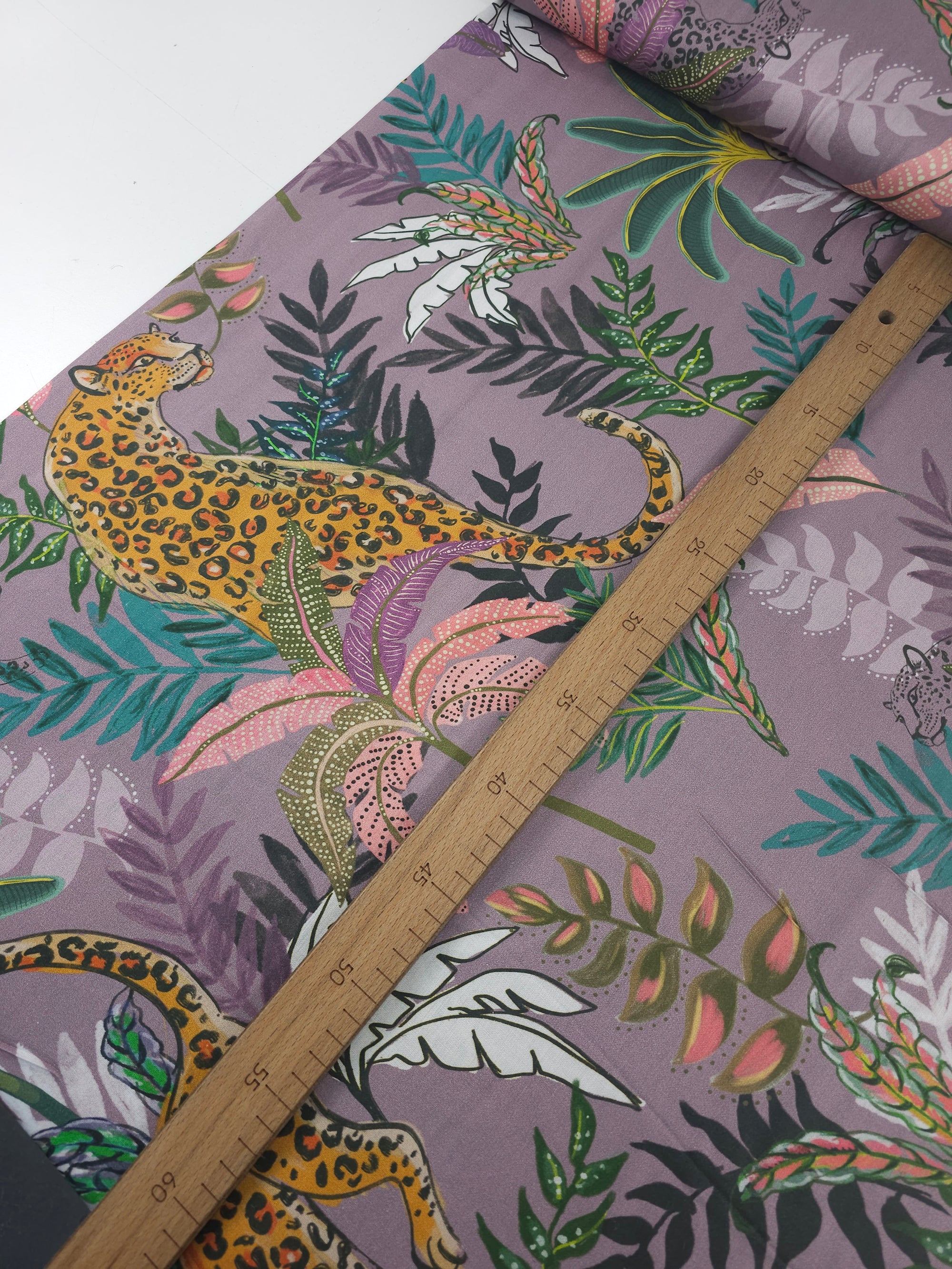 Mauve Leopard Palm Cotton Sateen 96" *EXTRA WIDE*