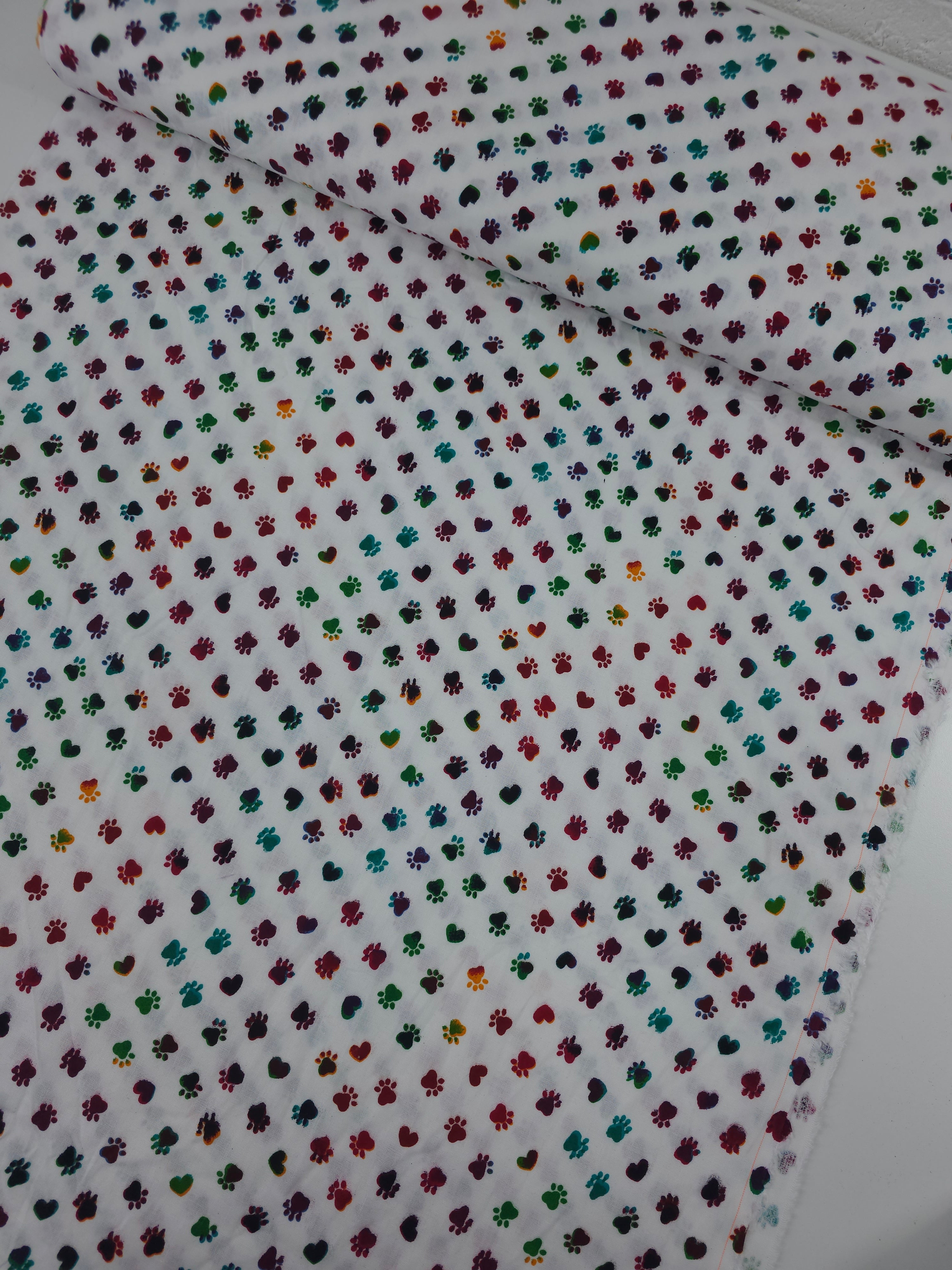 Multicolour Heart Paw 100% Cotton