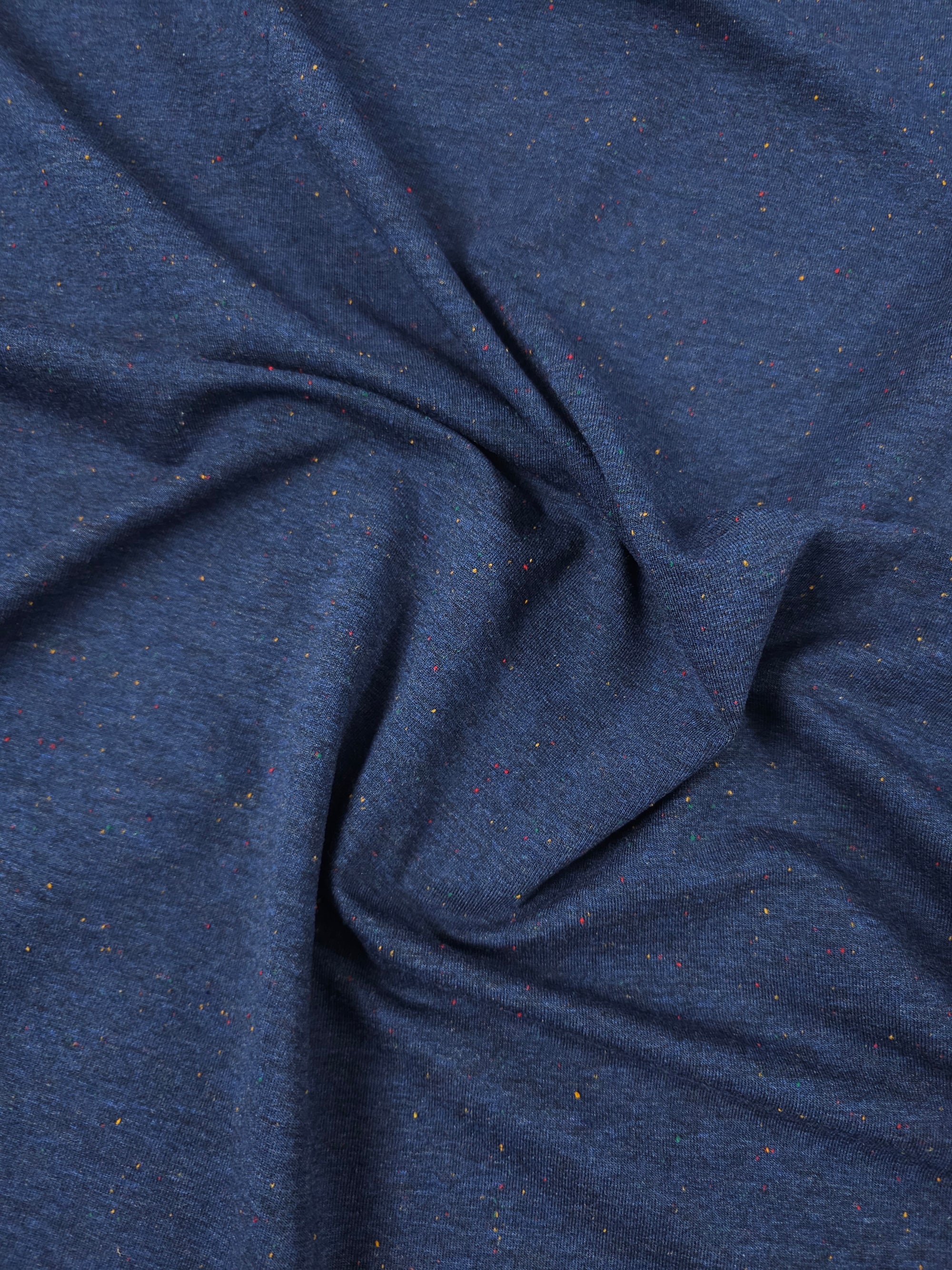 Navy Marl Multicolour Speckle Loopback Jersey Crepe
