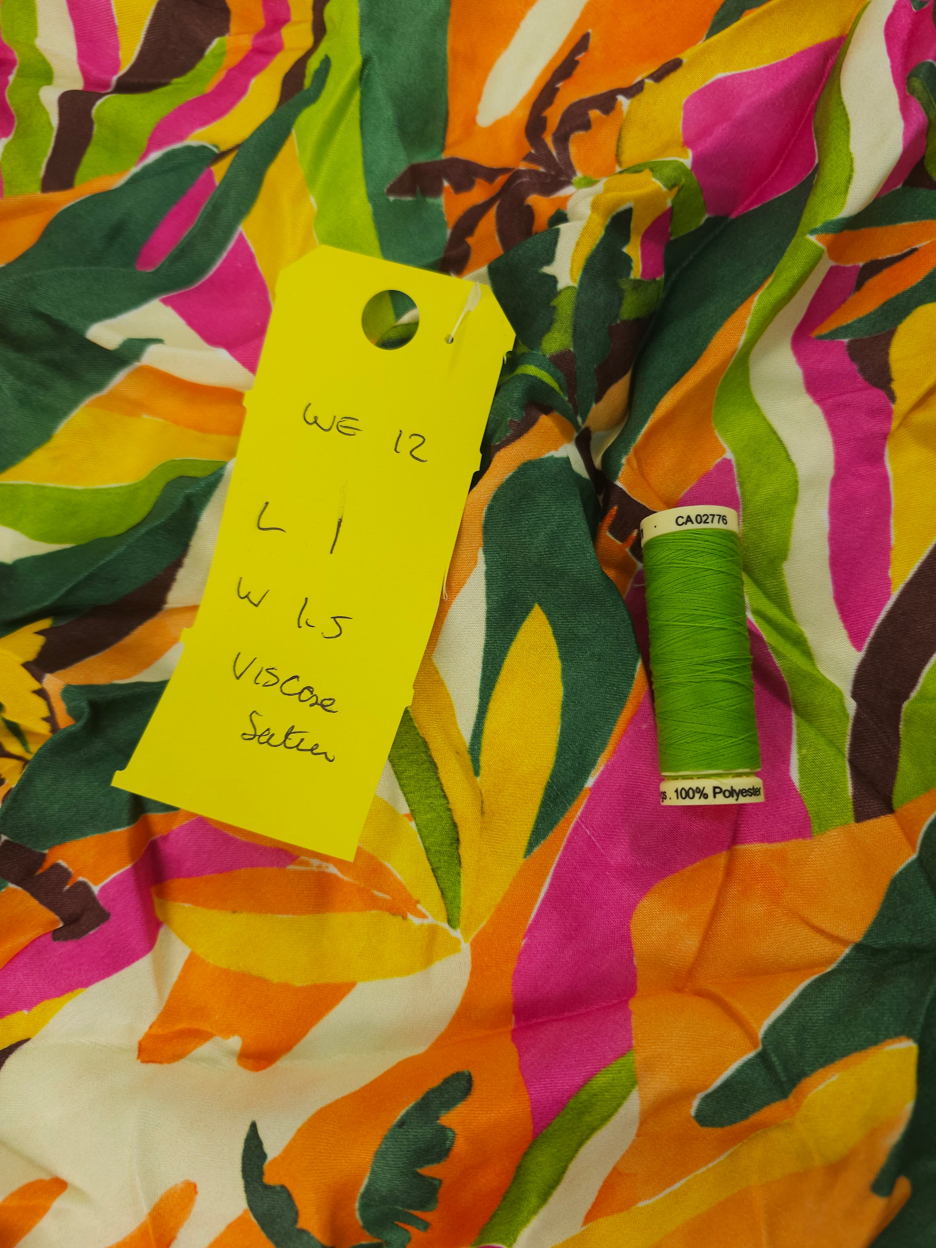 Tropical hills Viscose satin- 1m piece