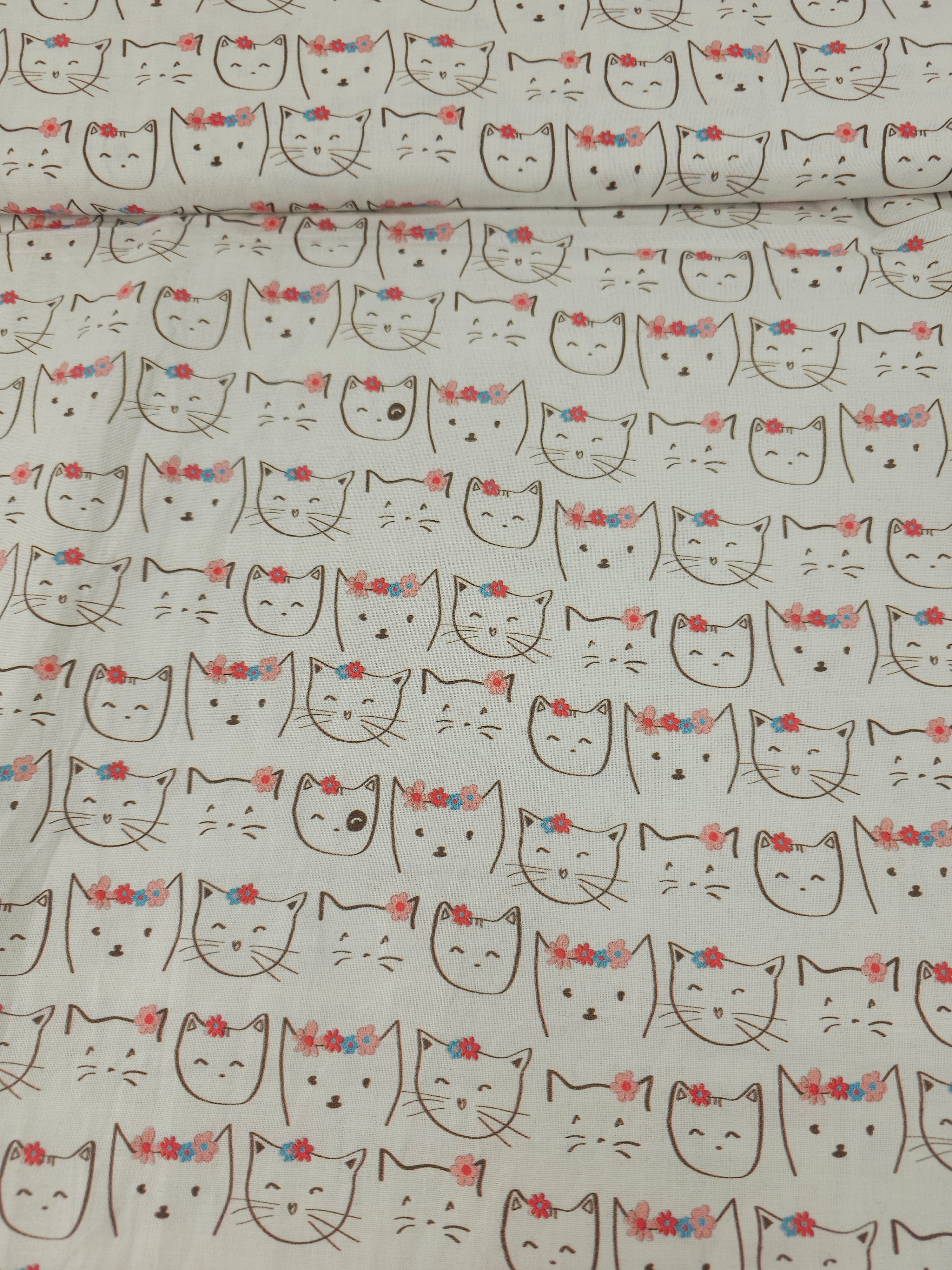 Floral Crown Cats 100% Cotton